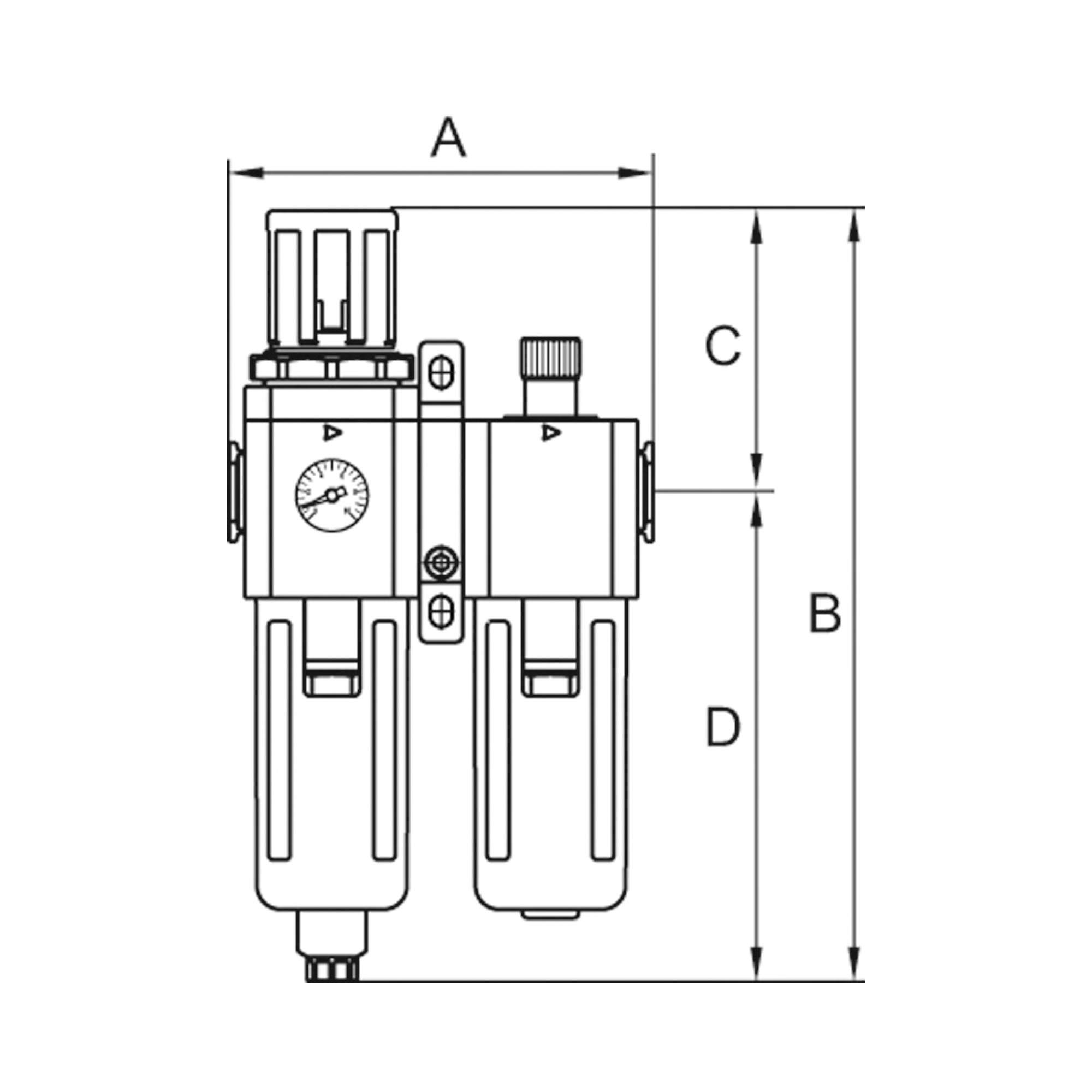 Wartungseinheit 2-tlg. »GA«, PC-Beh., BG 300, G1/4, 1,5-9 bar, HA - Riegler 178491