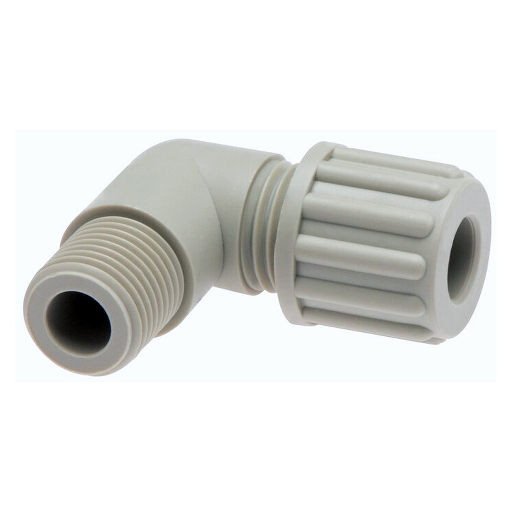 Winkel-Einschraubverschraubung, G 1/4", Schlauch 10x8 mm, PVDF, Anschlussprinzip 1