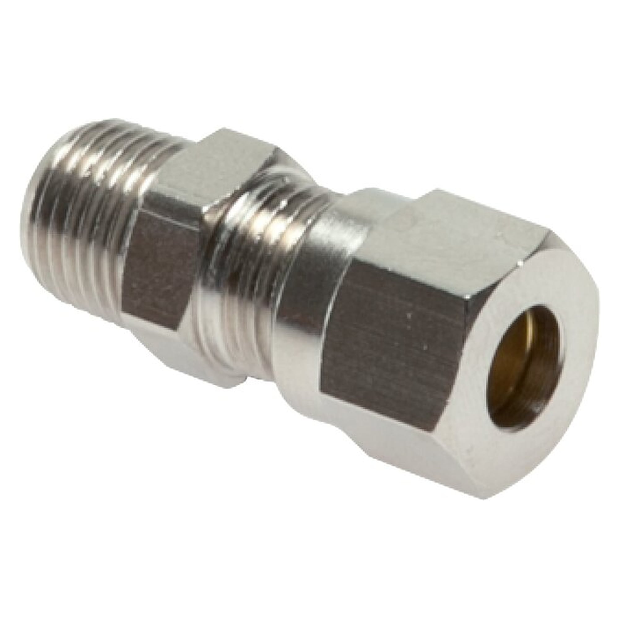 Cutting ring fitting, straight design, thread R 1/8", tube 4 LL (M8x1), nickel plated brass