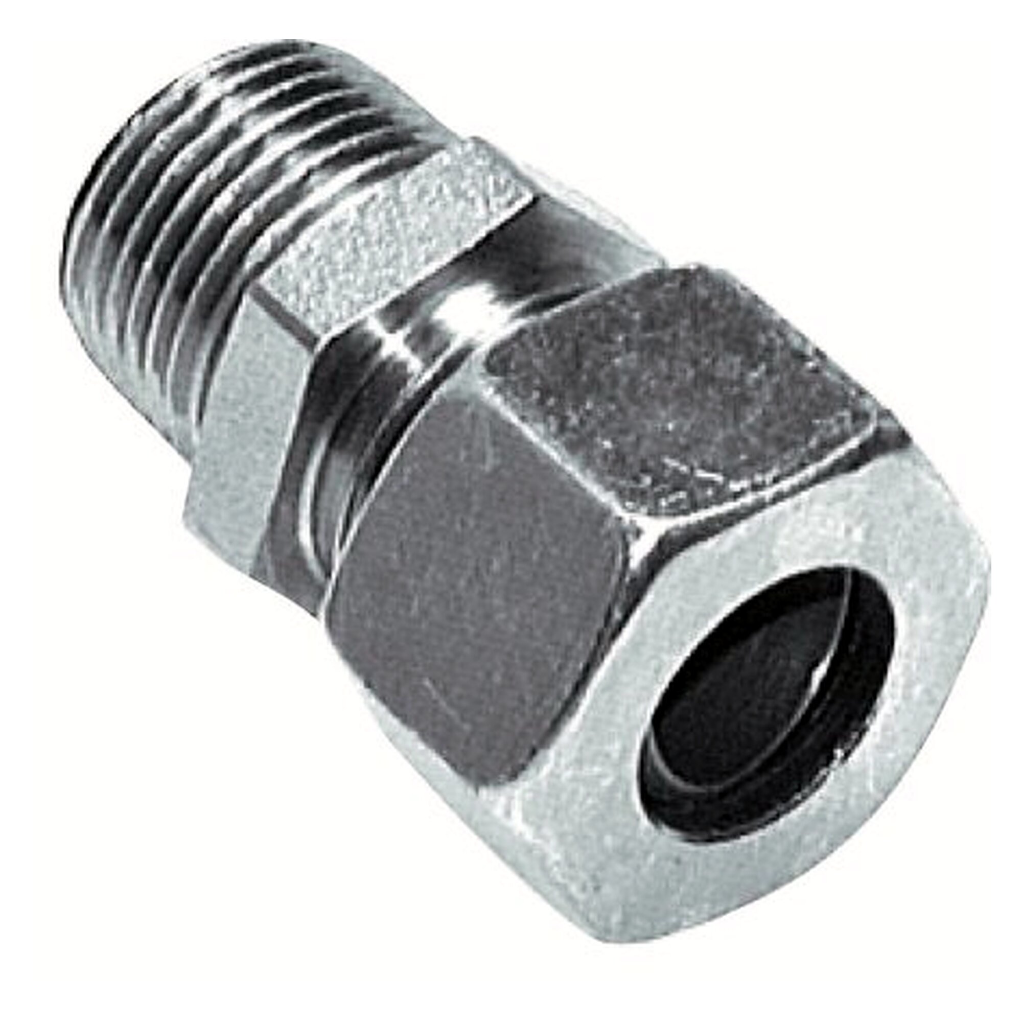 Straight male stud coupling, R 1-1/4", 30 S (M42x2), zinc-plated steel