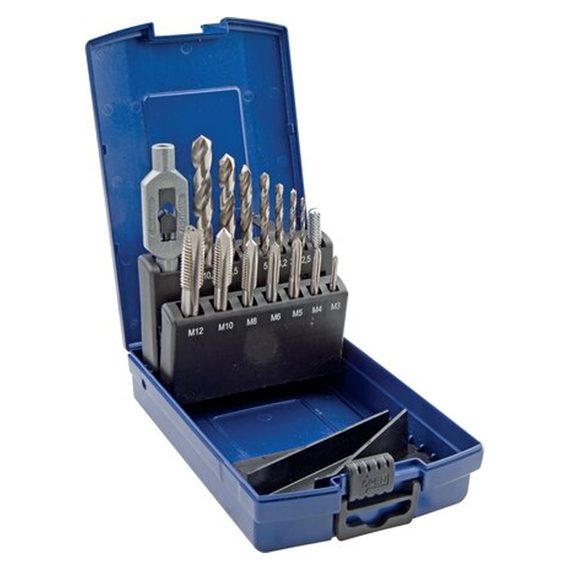 Handgewindbohrer Set, 15 tlg. M3-M12, Kernbohrer und Windeisen