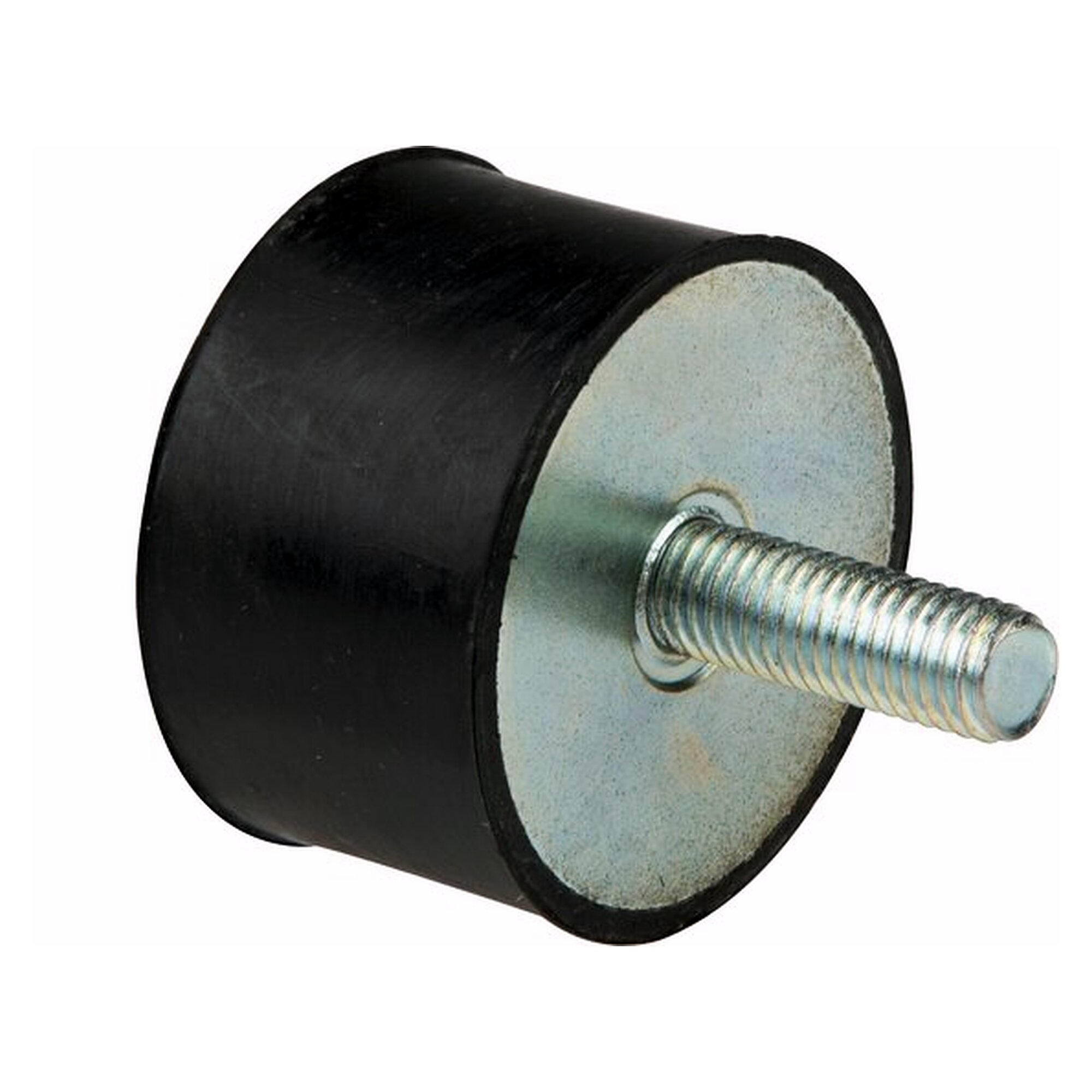 Cylindrical rubber-metal buffer type D, 15x15 mm, male thread M 4, stainless steel 1.4301