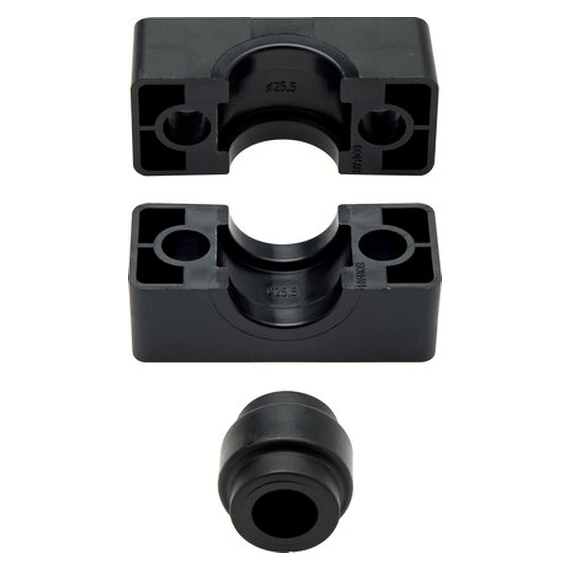 Rohrschellen-Klemmbackenpaar DIN 3015, Rohr Ø 35 mm, Baugröße 4, schwere Baureihe, Polypropylen