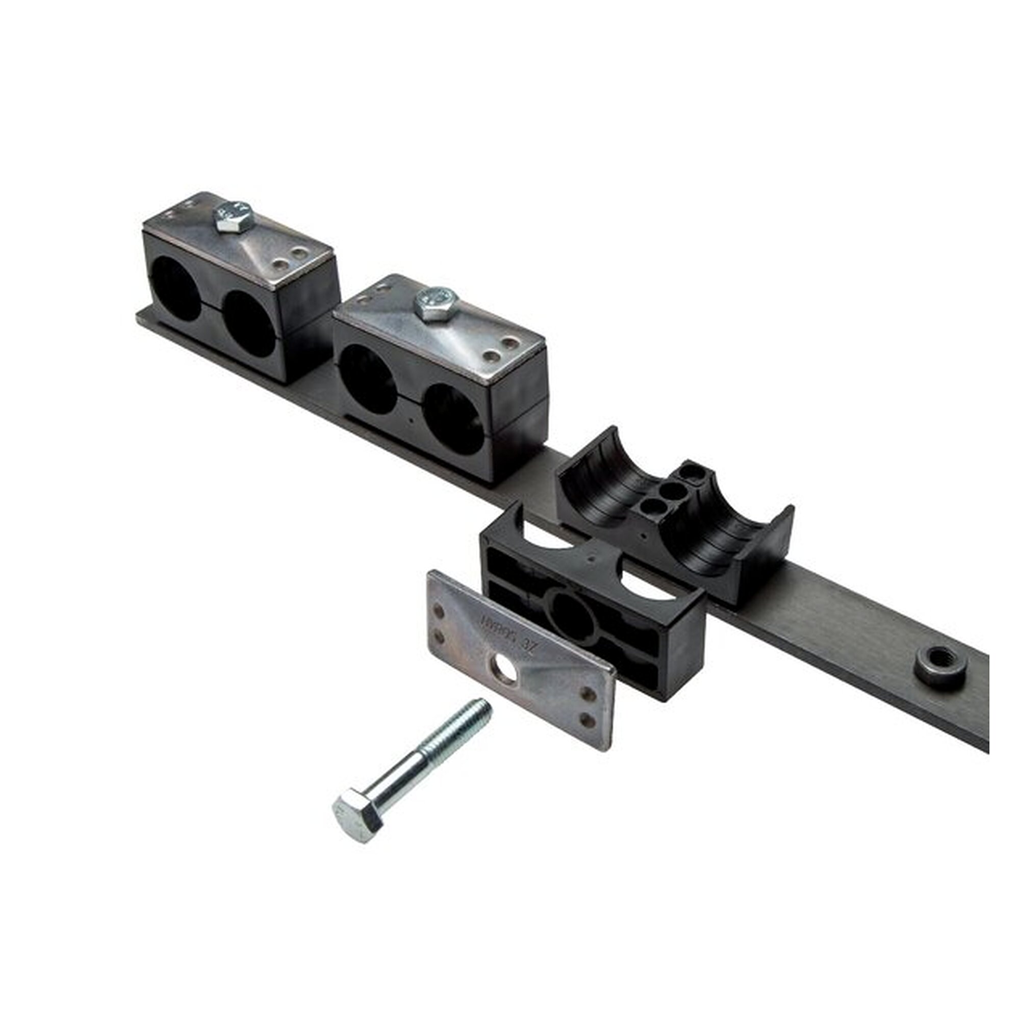 Multiple weld-on plate for 5 twin pipe clamps, size 5, twin, number of clamps 5 pcs