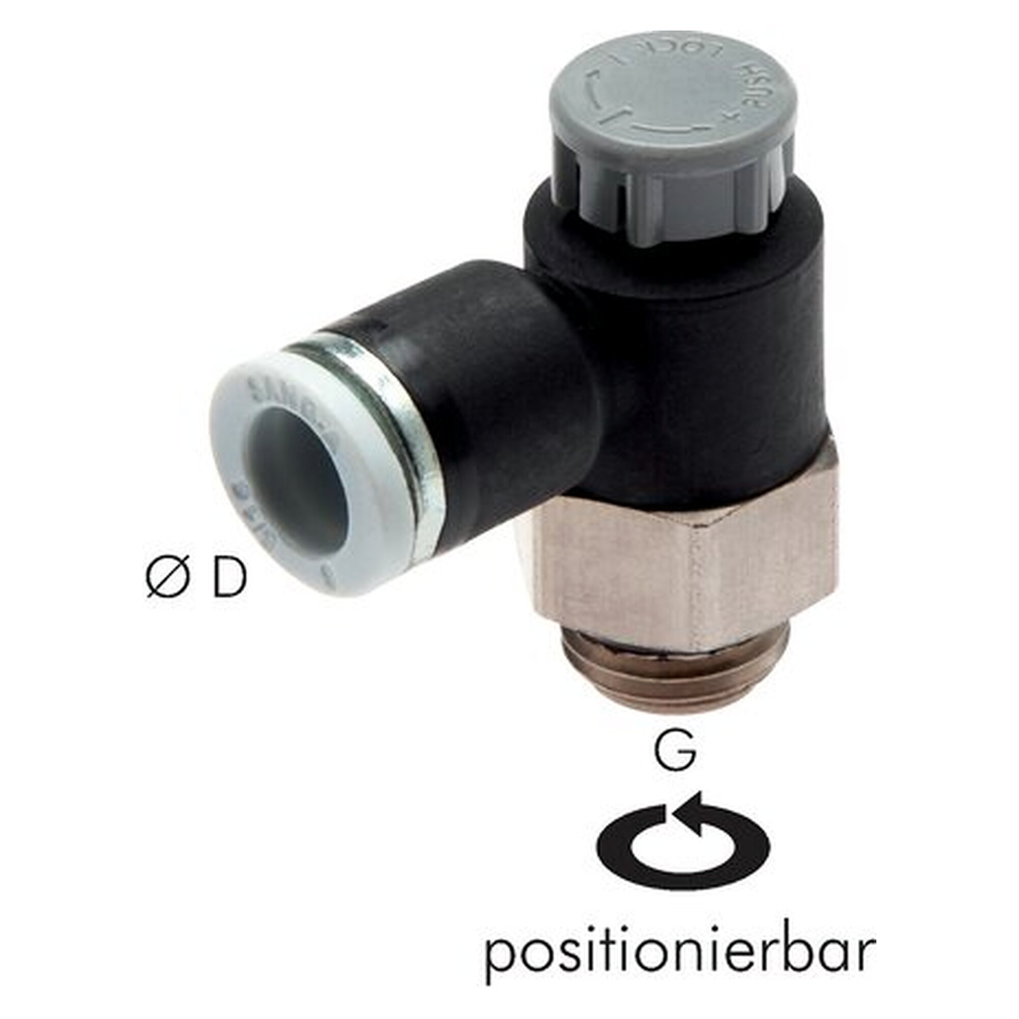 Kompakt-Drosselventil, zu- und abluftregelnd, G 3/8", Anschluss D 10 mm, Messing vernickelt