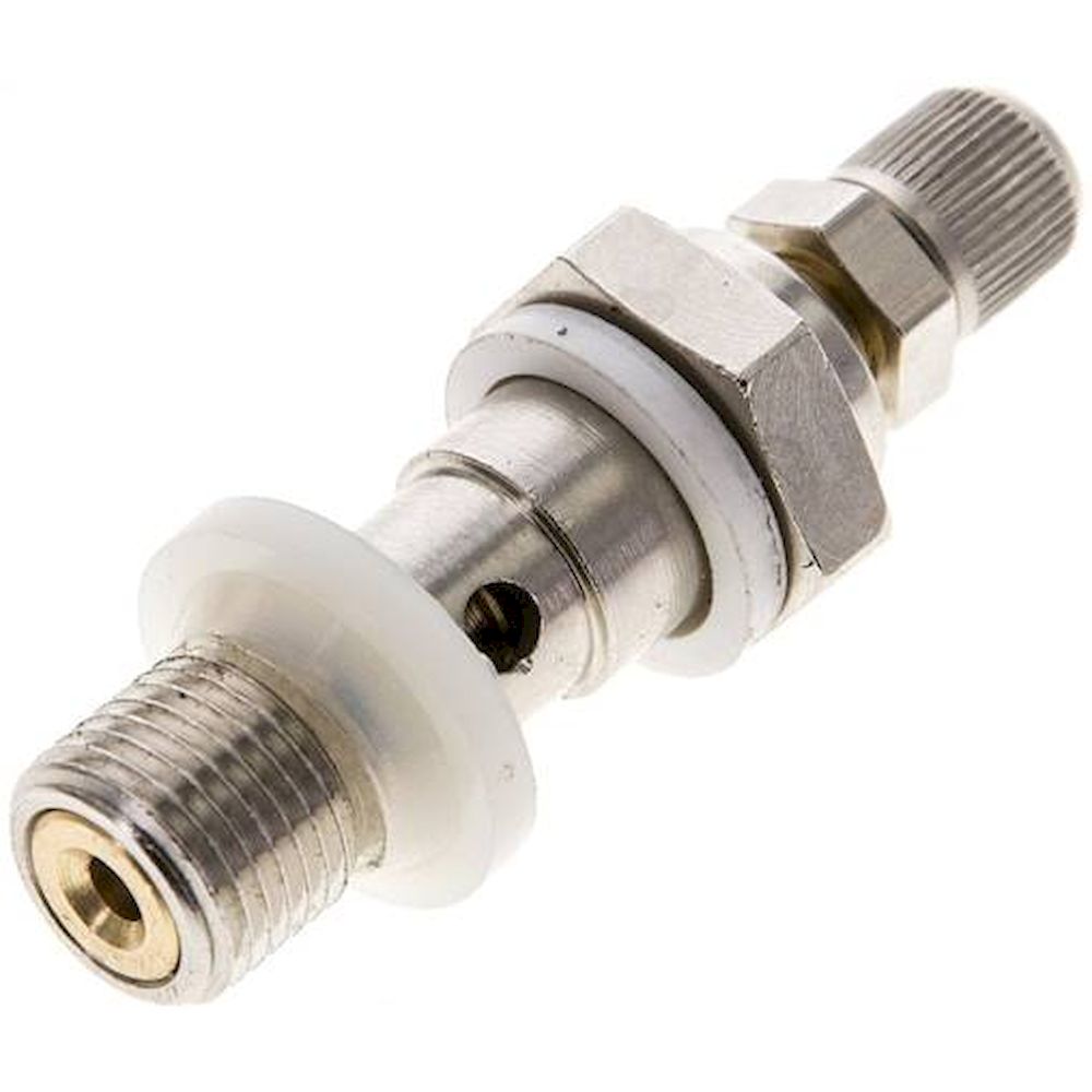 GRL-1/8-KOR. Flow control banjo bolt G 1/8", Exhaust air flow controlling (B), Knurled screw and locking nut (can