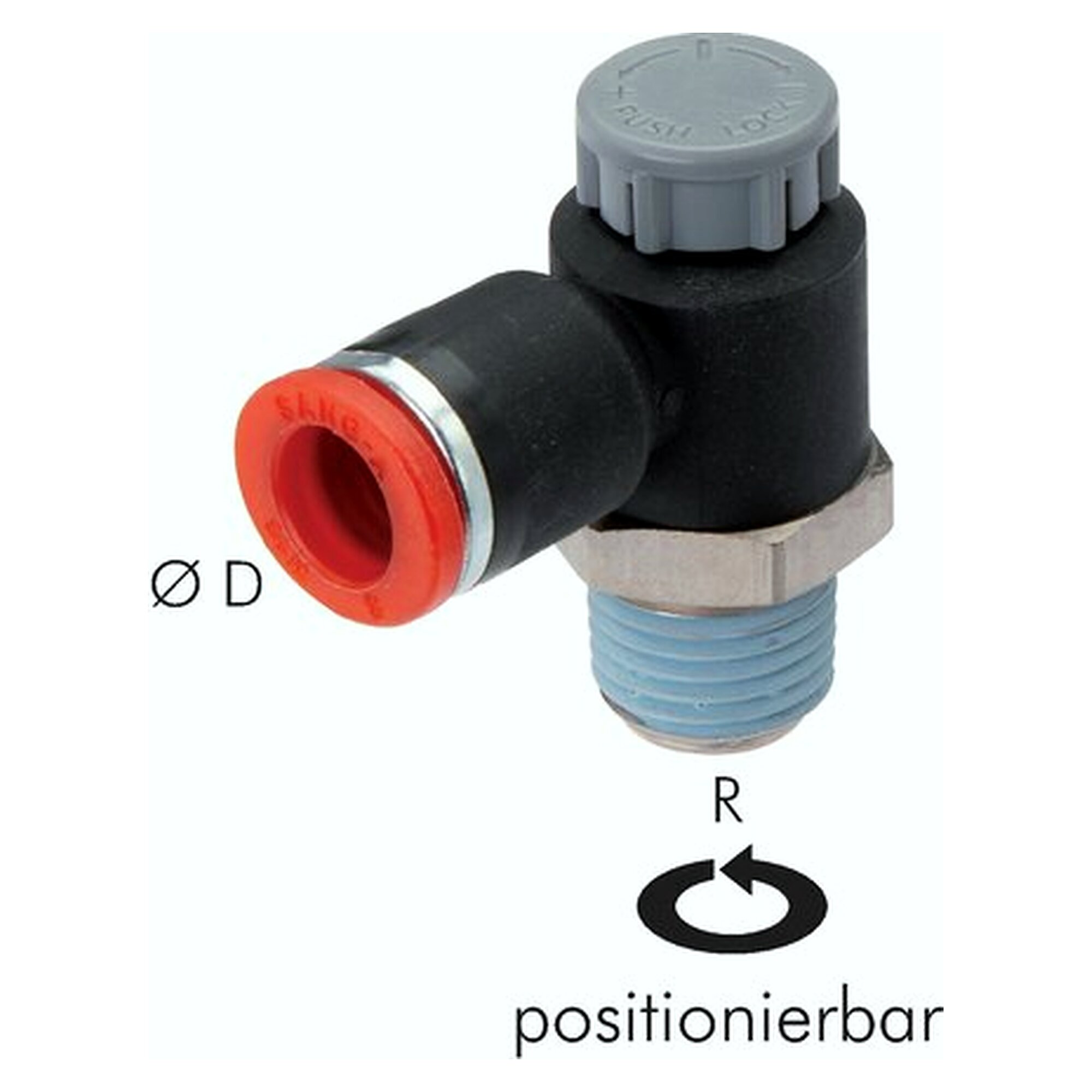 Compact flow control valve, supply air control, R 1/2", tube 10 mm, -0.95 bar, -20 to +80 °C