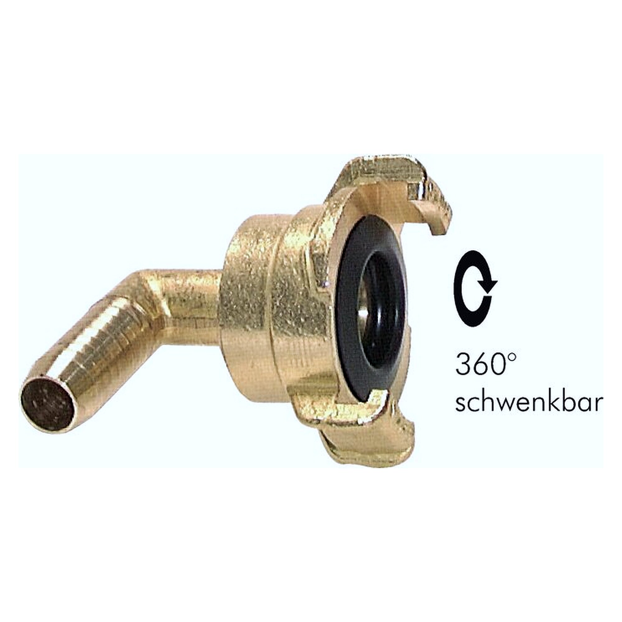 GK-elbow hose coupling, 13 (1/2")mm hose, rotatable, brass, version coupled, rotatable