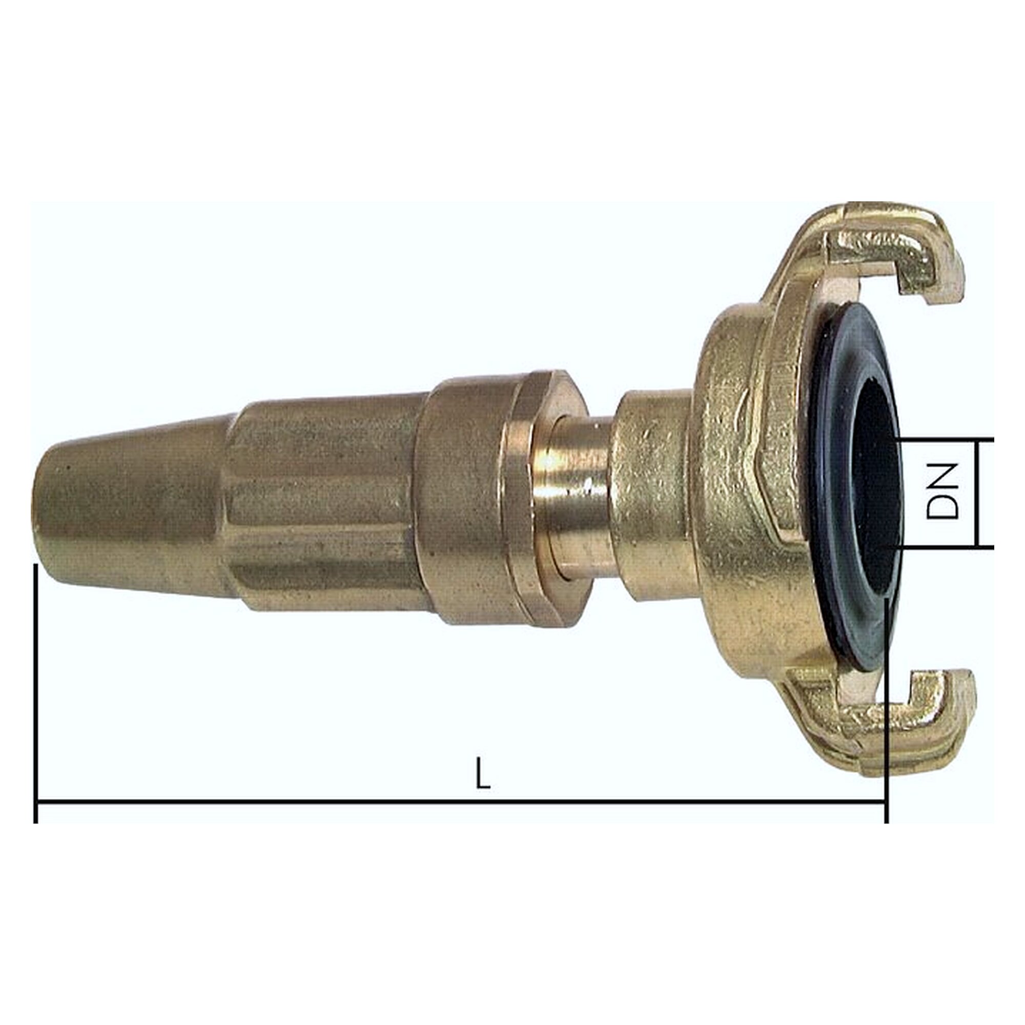 GK-Schlauchspritze, 1/2" - DN 9mm, Größe 1/2", Messing oder Edelstahl 1.4408