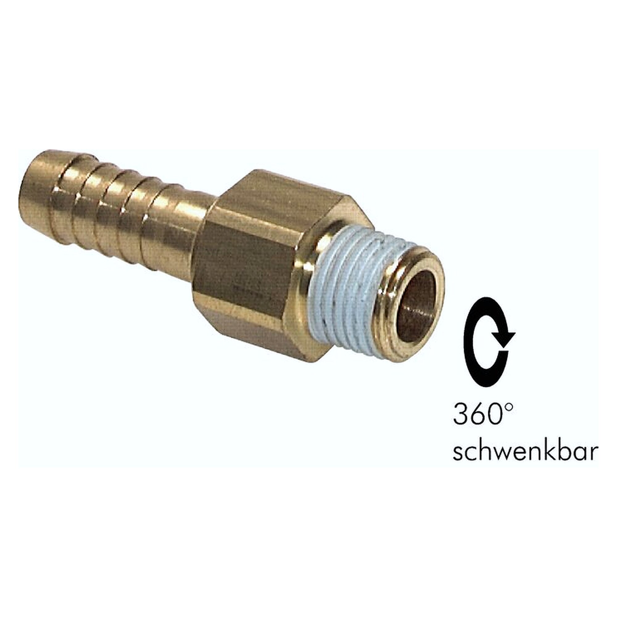 Threaded hose nozzle, R 3/8", hose connection 9 (3/8") mm, brass, width across flats 19 mm