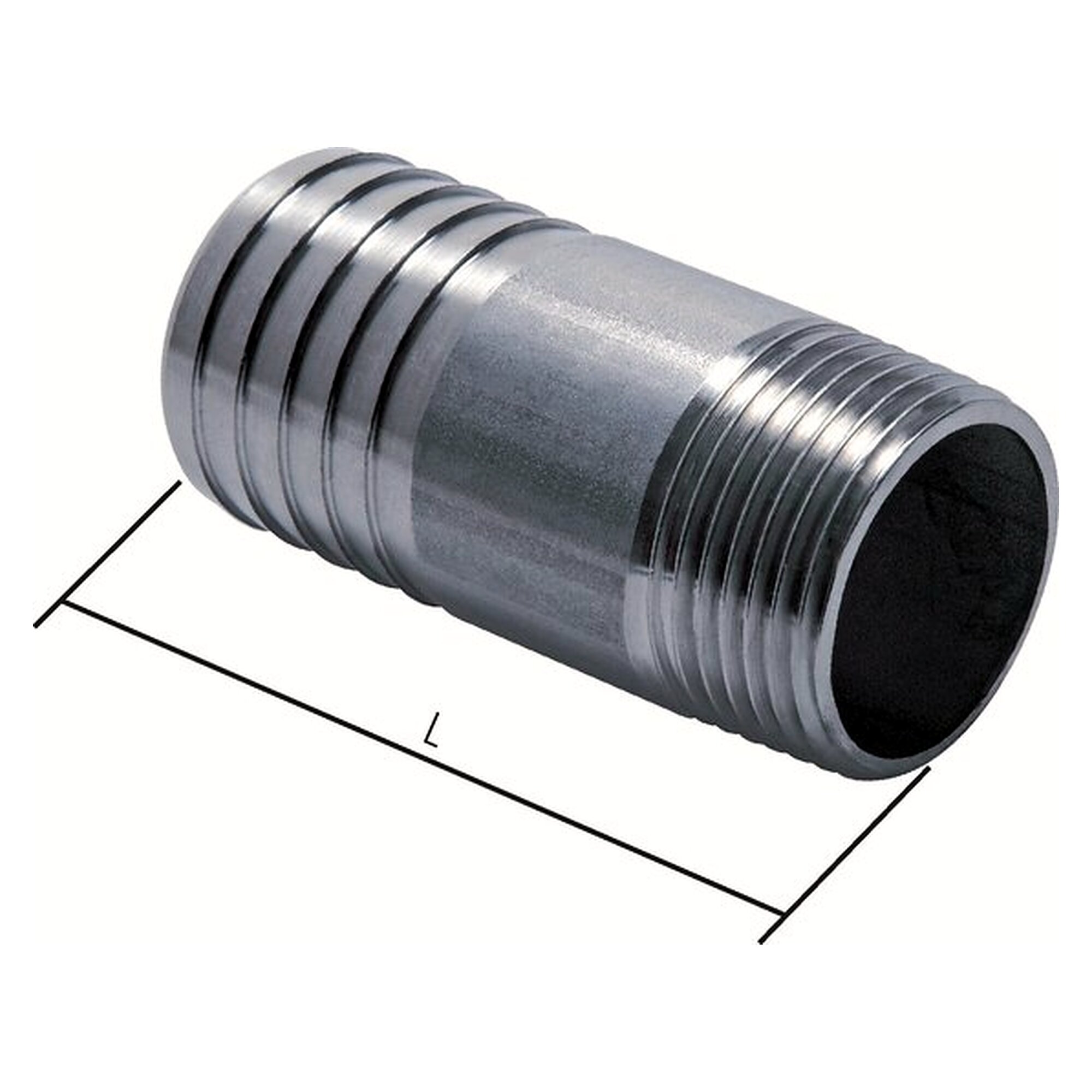Gewindetülle, ohne Bund, R 1", Länge 70 mm, Schlauchanschluss 32 (1-1/4") mm