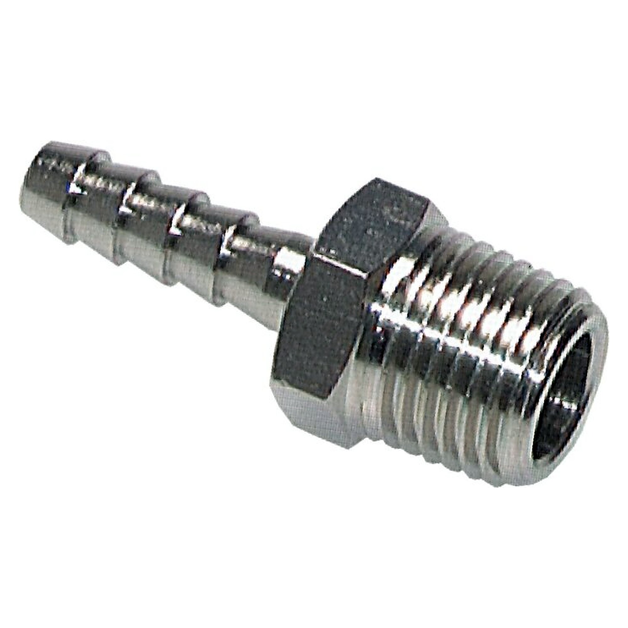 Threaded hose nozzle, R 3/8", hose connection 9 (3/8") mm, nickel plated brass