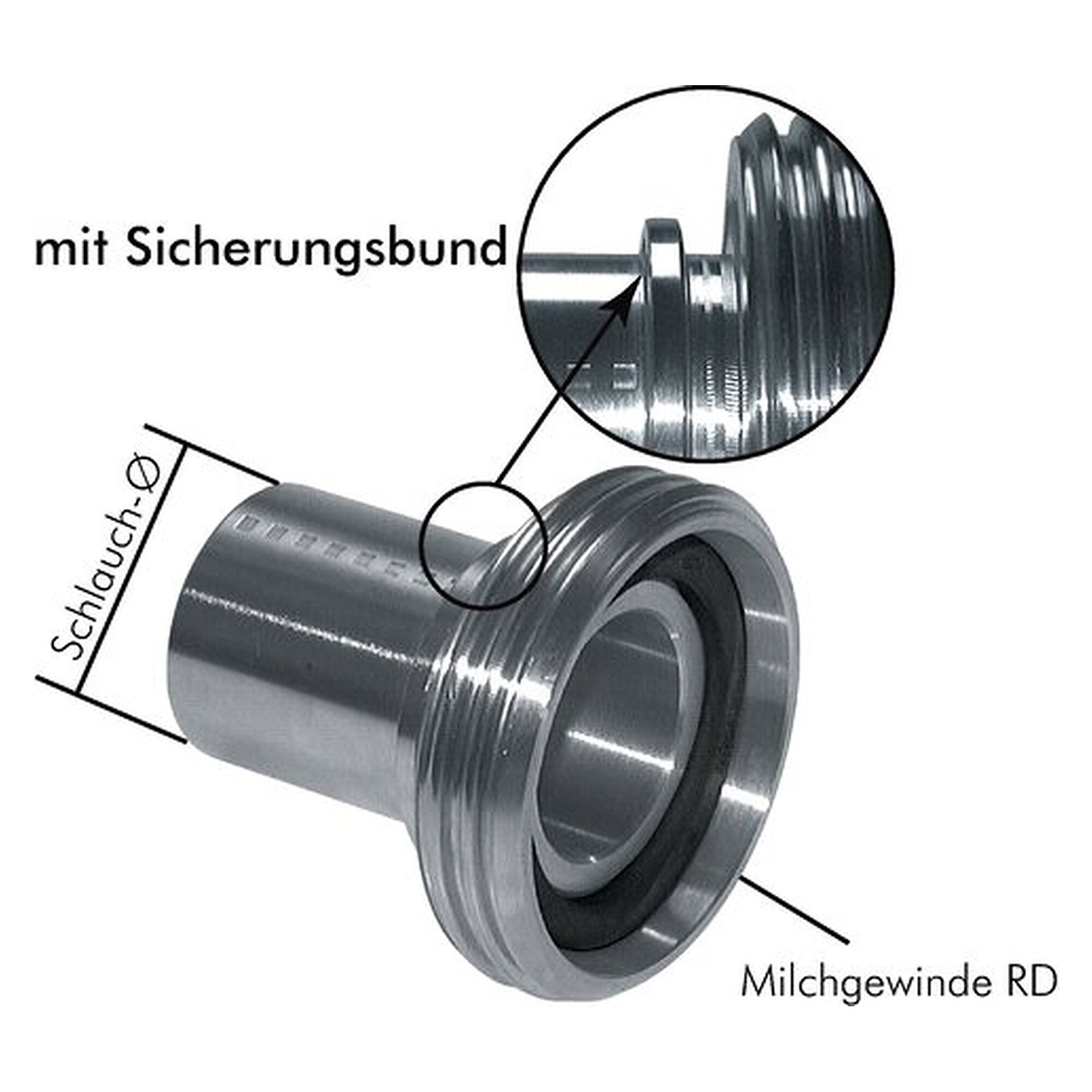 Schlauchgewindestutzen mit Rundgewinde, Rd 34 x 1/8", DN 15 mm, Schlauchanschluss 13 (1/2") mm