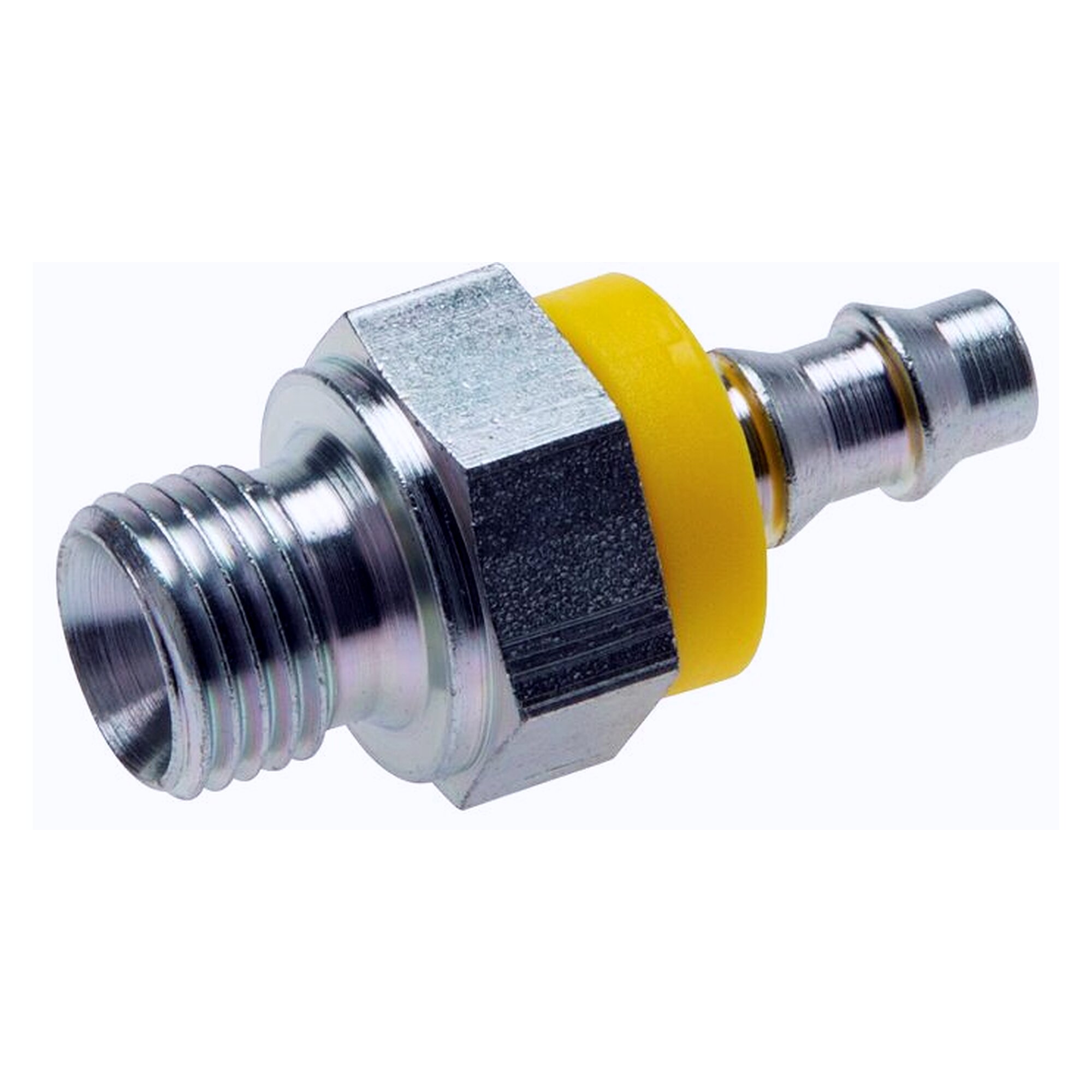 Push-in fitting, with 60 degree cone, thread G 1/4", hose bore 6.4 mm, zinc plated steel