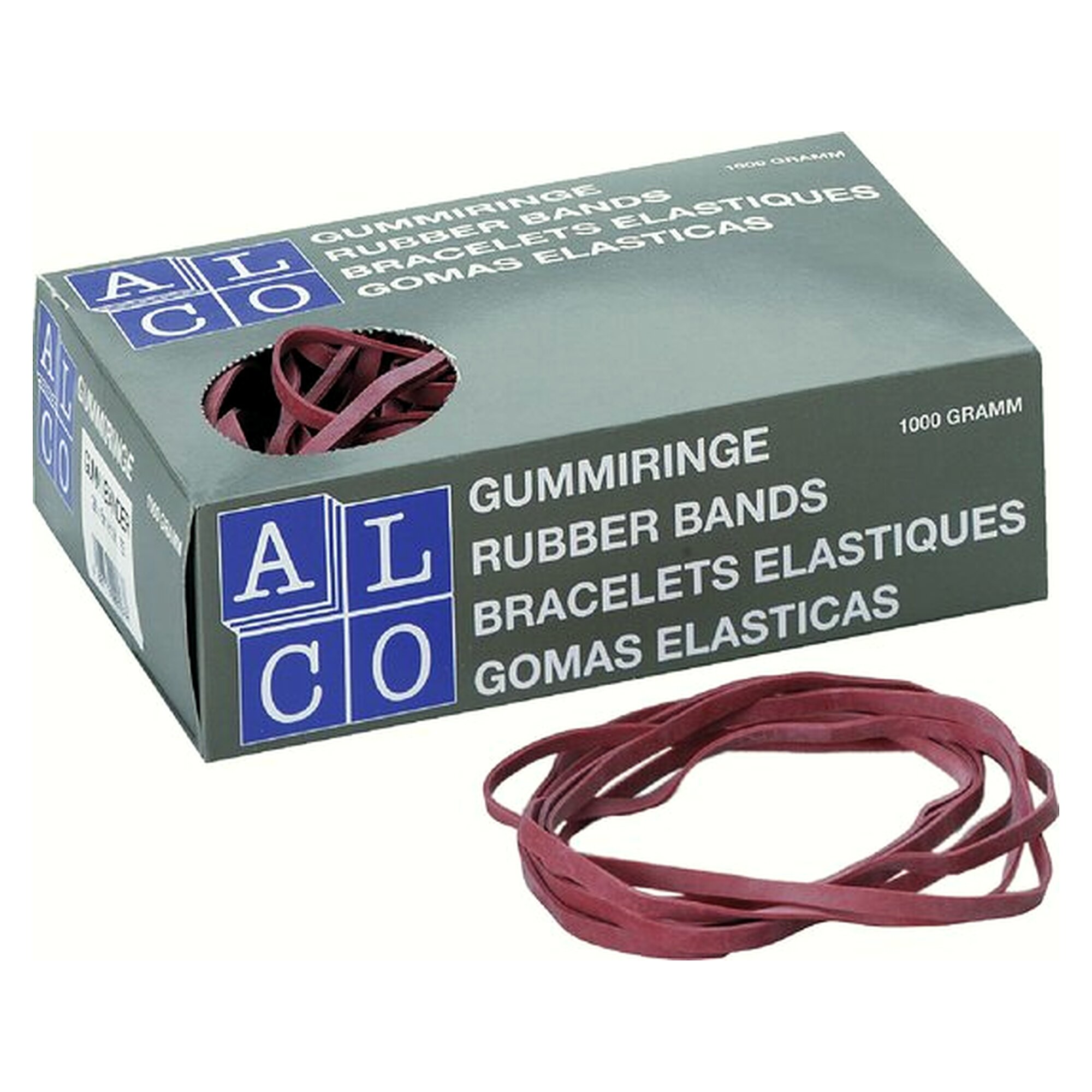 Gummibänder, rot, 150 x 4 mm, 1000 g im Karton, Abmessung 150 x 4 mm