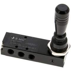 E.MC H 531-06 E. 5/3-Wege Handhebelventil, G 1/8", Mittelstellung entlüftet, Raste