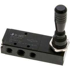 E.MC H-532-08-CS. 5/3-way hand lever valve, G 1/4", Centre position closed, spring return