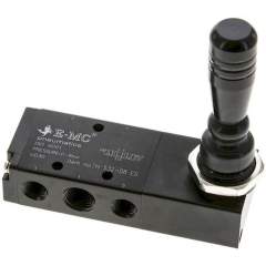 E.MC H-532-08-ES. 5/3-way hand lever valve, G 1/4", Centre position vented, spring return