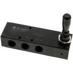 E.MC H-534-15-C. 5/3-way hand lever valve, G 1/2", Centre position closed, detend