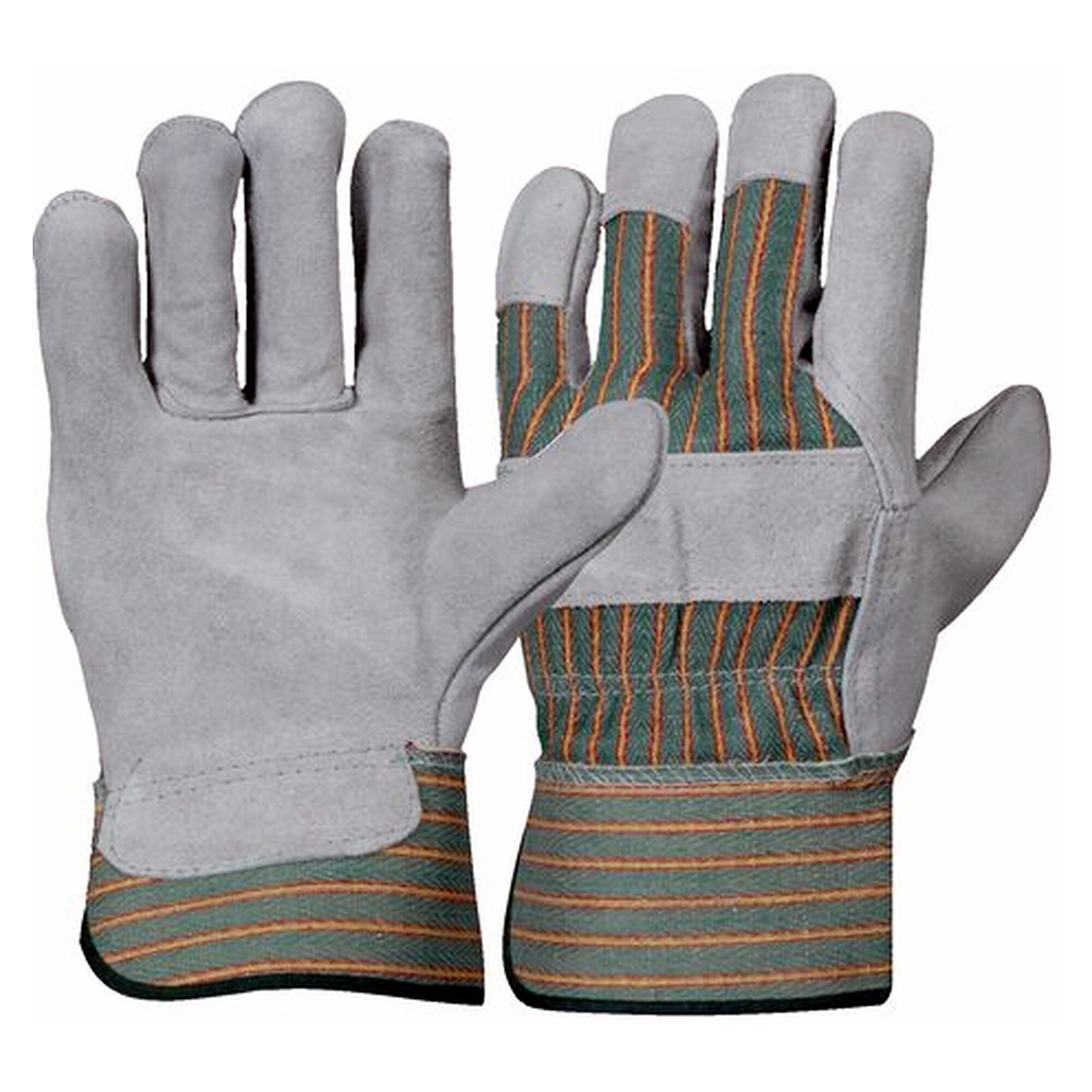 Lederhandschuh, schwere Leder- und Baumwollqualität, Rindspaltleder, grau, Größe XXL