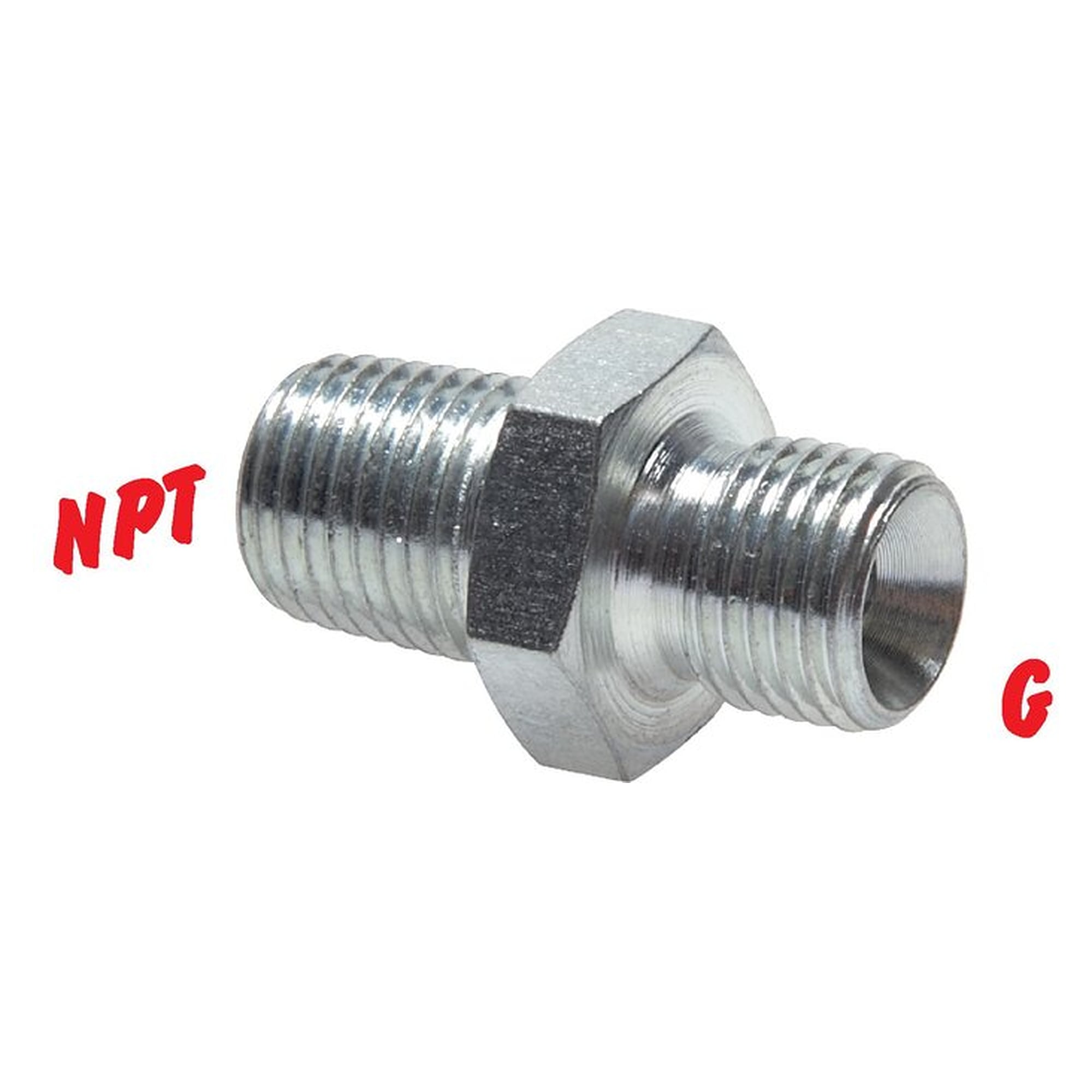 High-pressure double nipple G 3/8"-NPT 3/8", zinc-plated steel