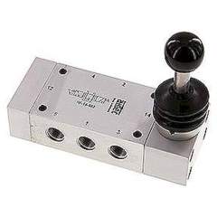 Airtec HF 14 533. 5/3-Wege Handhebelventil, Mittelstellung entlüftet, Federrückstellung, G 1/4"