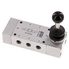 Airtec HF 18 533 *. 5/3-Wege Handhebelventil, Mittelstellung entlüftet, Federrückstellung, G 1/8"