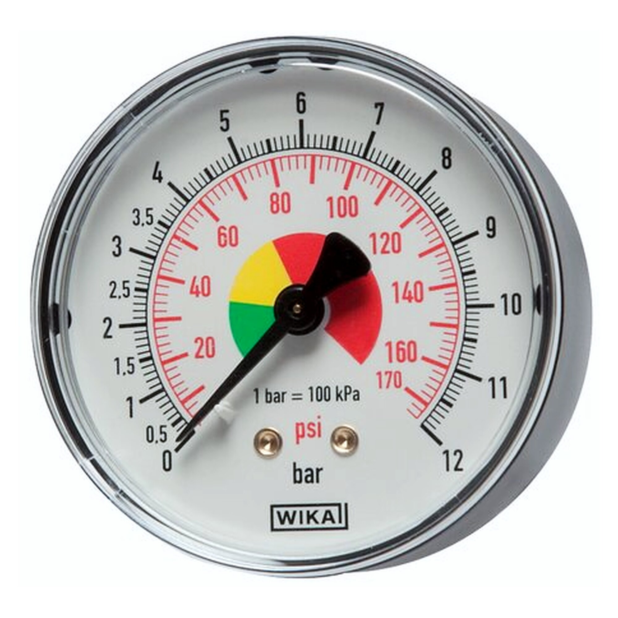 Manometer für HRF 63mm, 0 - 12 bar, R 1/4", Stahl schwarz, Werkstattzubehör