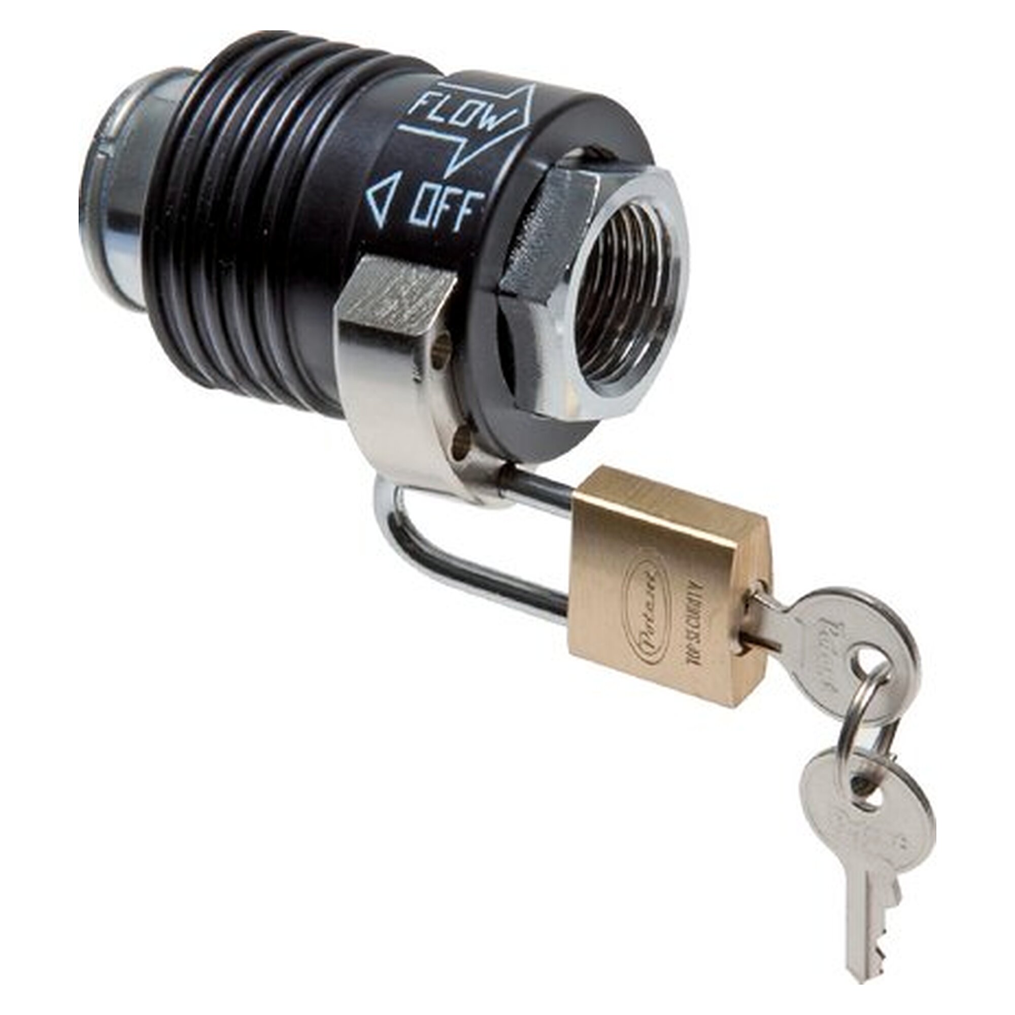 Manual slide valve, lockable, G 1/2", DN 16, nickel plated brass, temperature range -10 to +80 °C