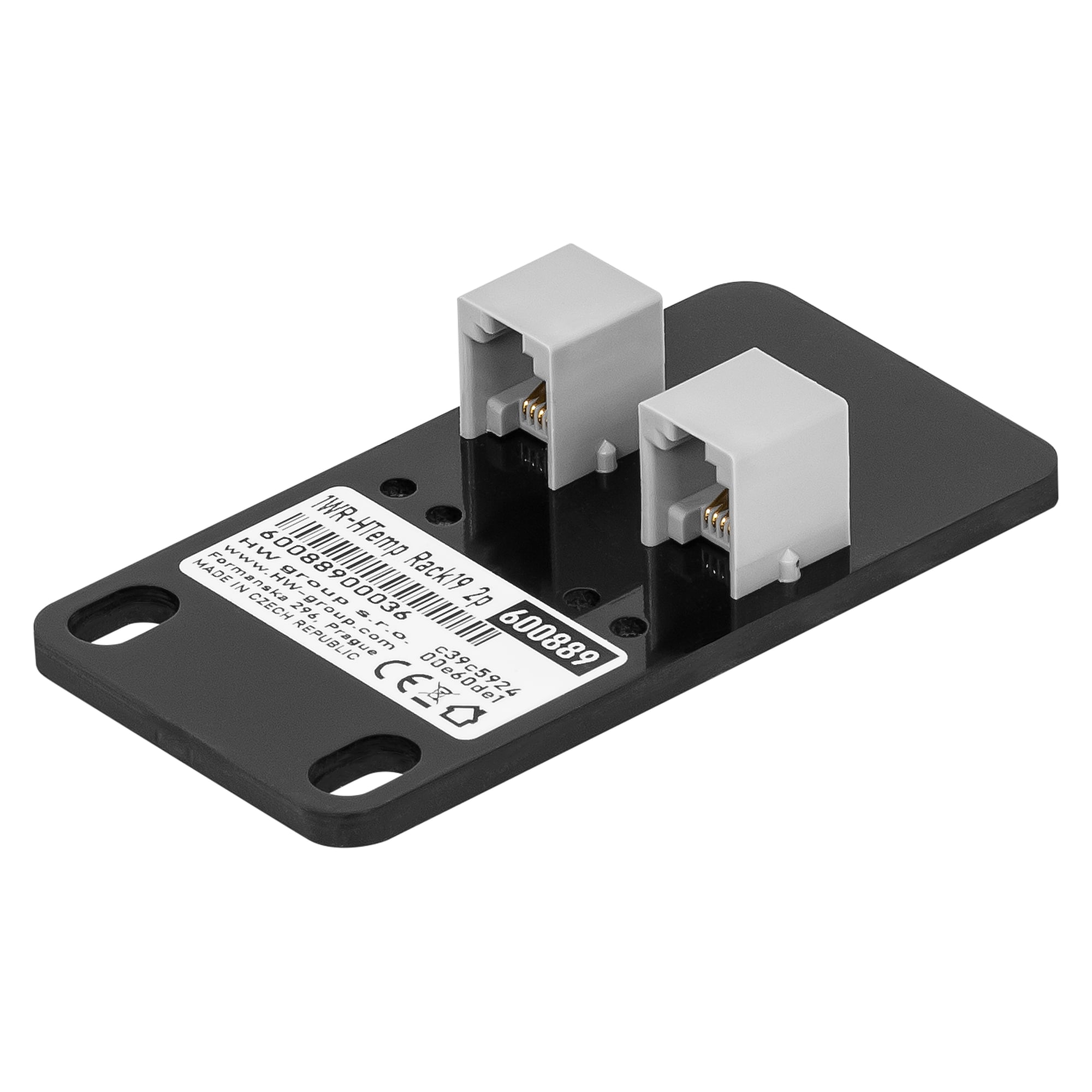 Rack temperature and humidity sensor 1WR-HTemp Rack19 2p, -10 to +80 °C, 0-100 % RH, 1U, 2x RJ11 - HW group 600889