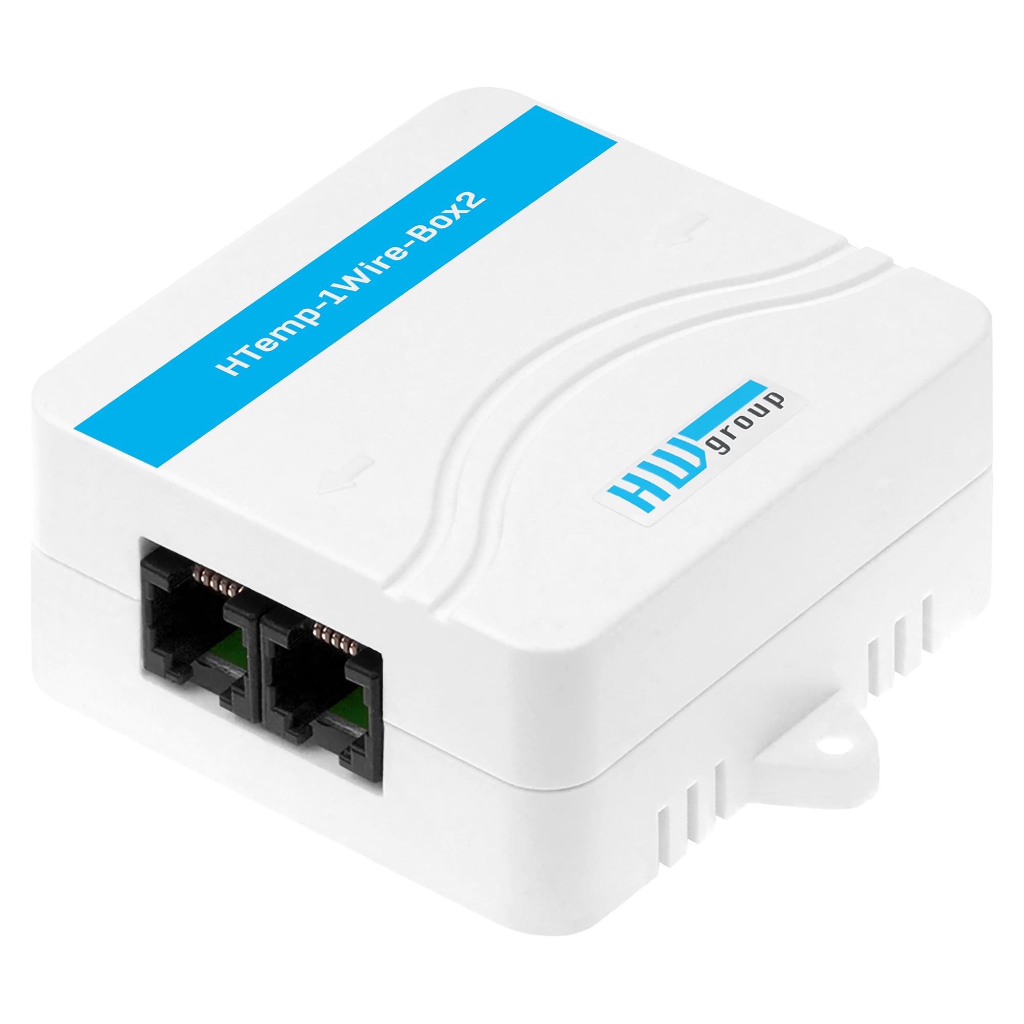 Wall-mount temperature and humidity sensor HTemp-1Wire Box2, -10 to +80 °C, 0-100 % RH, 2x RJ11 for daisy-chaining - HW group 600506