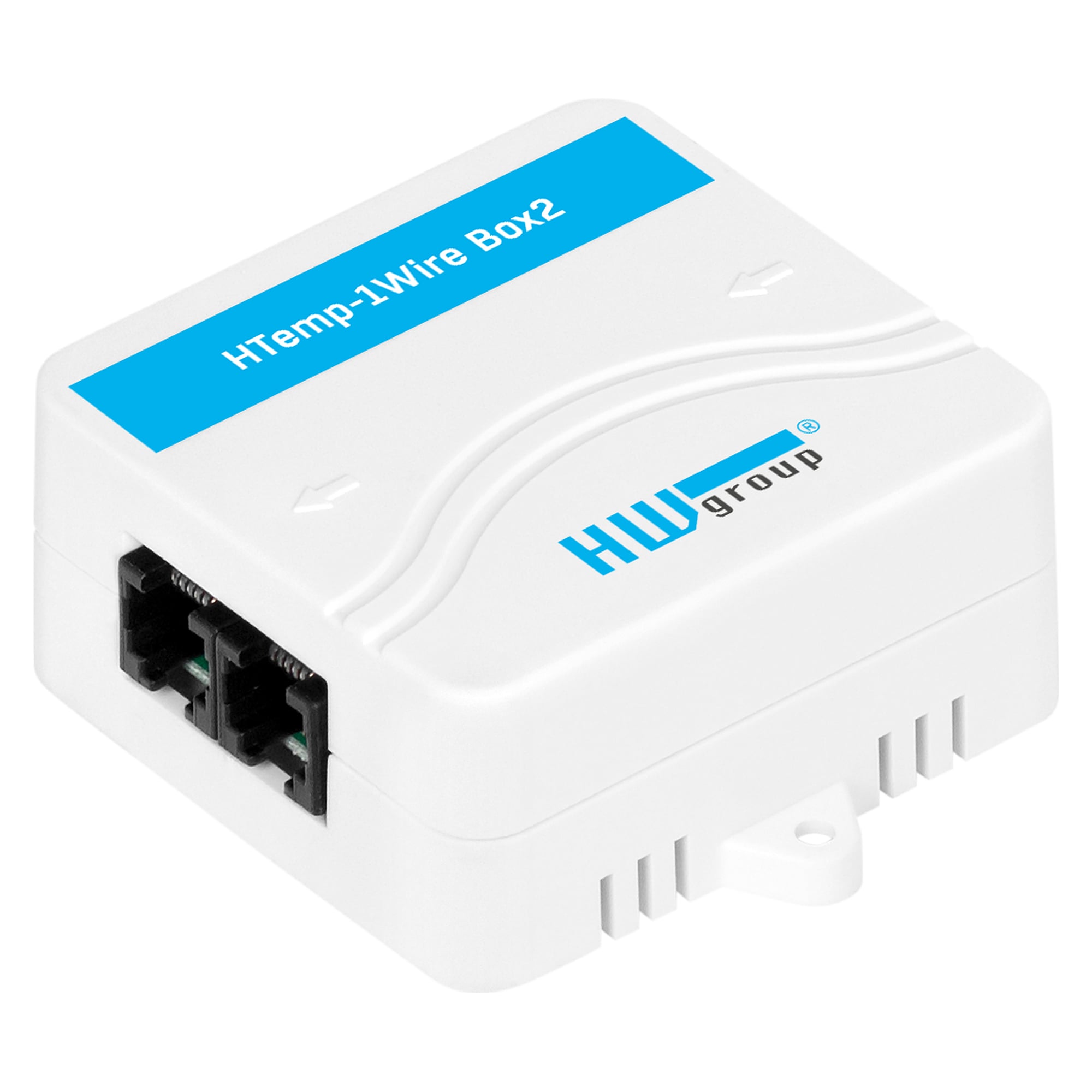 Wand-Temperatur- und Feuchtesensor HTemp-1Wire Box2, -10 bis +80 °C, 0-100 % rF, 2x RJ11 für Daisy-Chain - HW group 600506