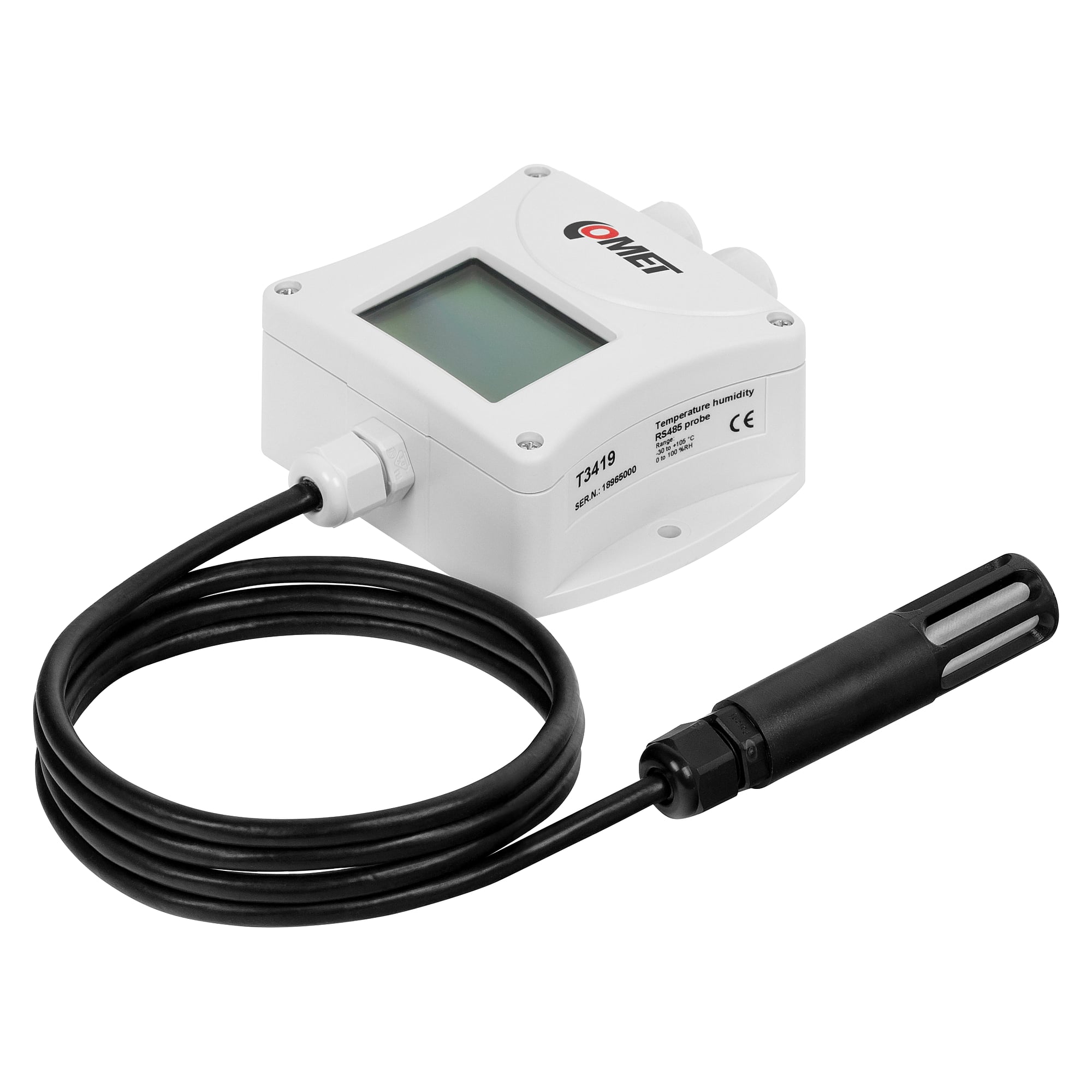 Temperature and humidity sensor RTU-HTemp T3419, external 1 m probe, LCD, Modbus RTU, up to +105 °C - HW group 600875
