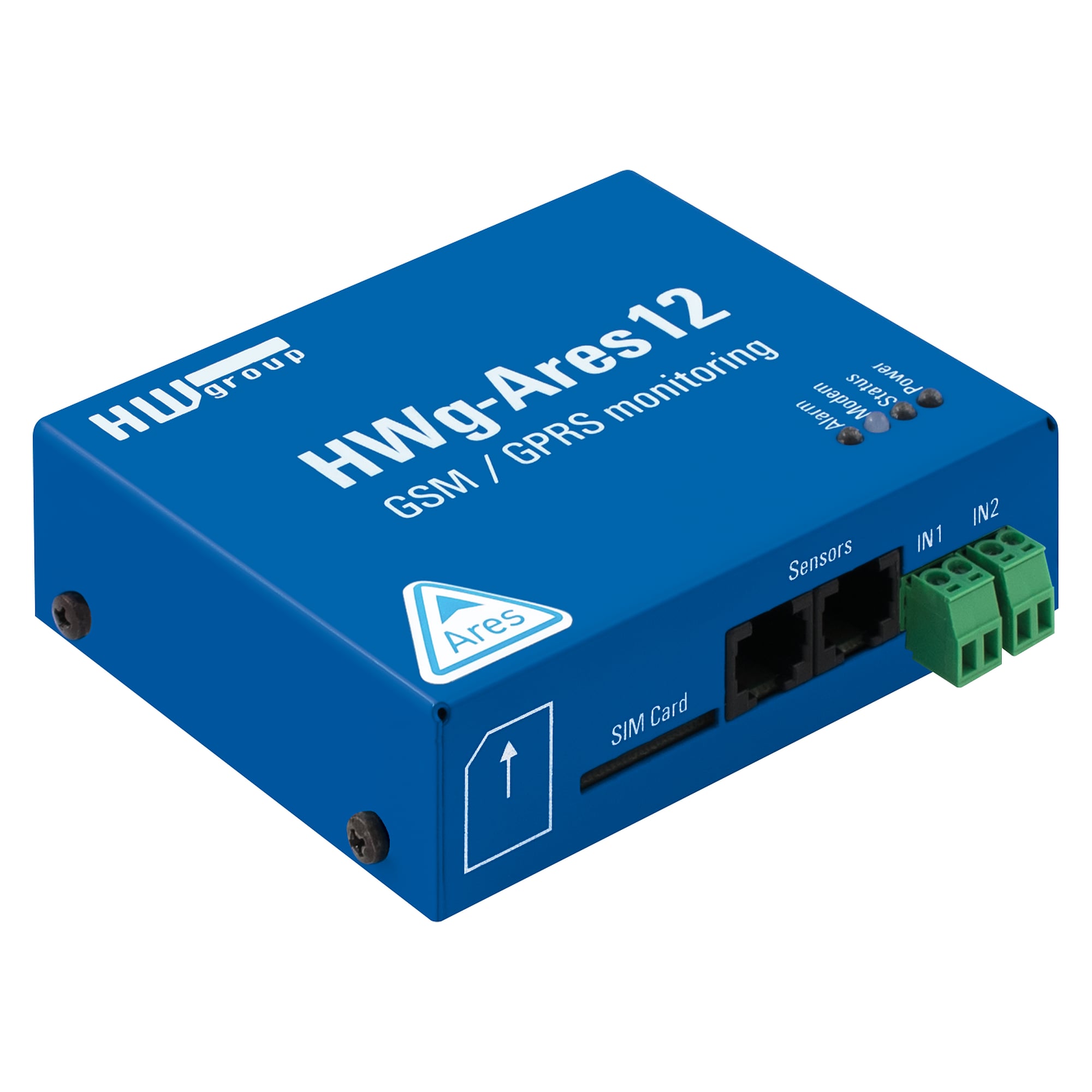 GSM monitoring unit HWg-Ares 12, plain unit without accessories, 14 1-Wire sensor values, 2 DI, battery - HW group 600517