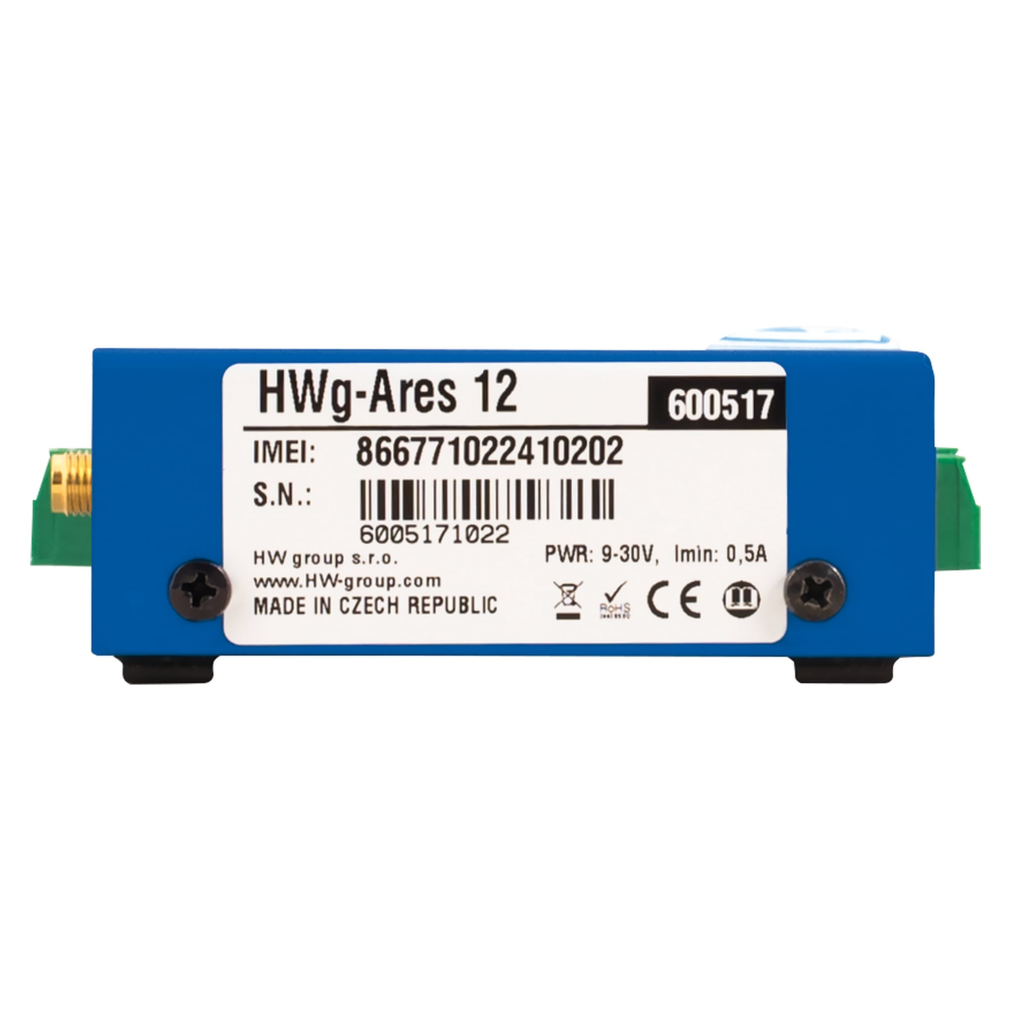 GSM-Messgerät HWg-Ares 12, Grundgerät ohne Zubehör, 14 1-Wire-Sensorwerte, 2 DI, Akku - HW group 600517