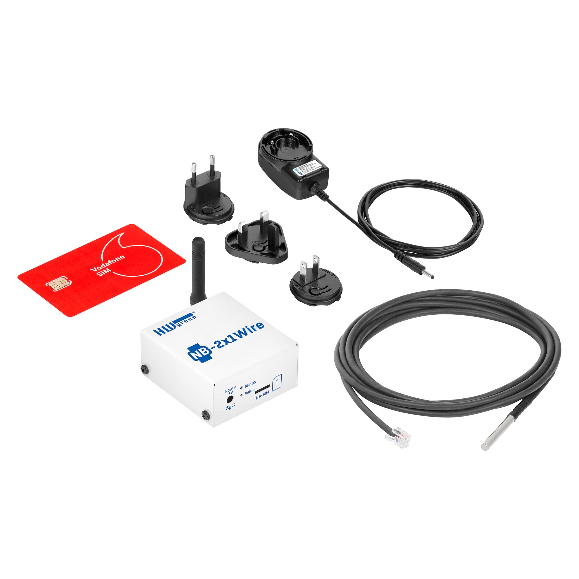 NB-IoT-Messgerät NB-2x1Wire Tset subscribed mit Temperatursensor 3 m, SIM mit 3 Jahren Konnektivität, Batterie - HW group 600778