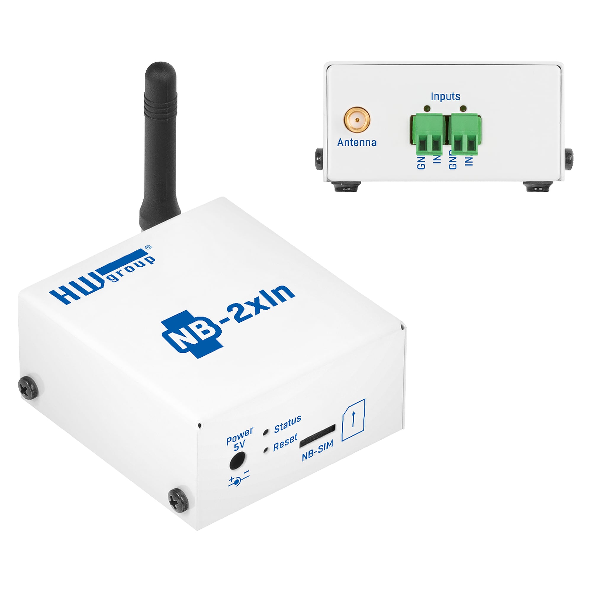 NB-IoT input module NB-2xIN SET subscribed, 2 digital inputs for door contacts and detectors, 3-year SIM, battery - HW group 600780