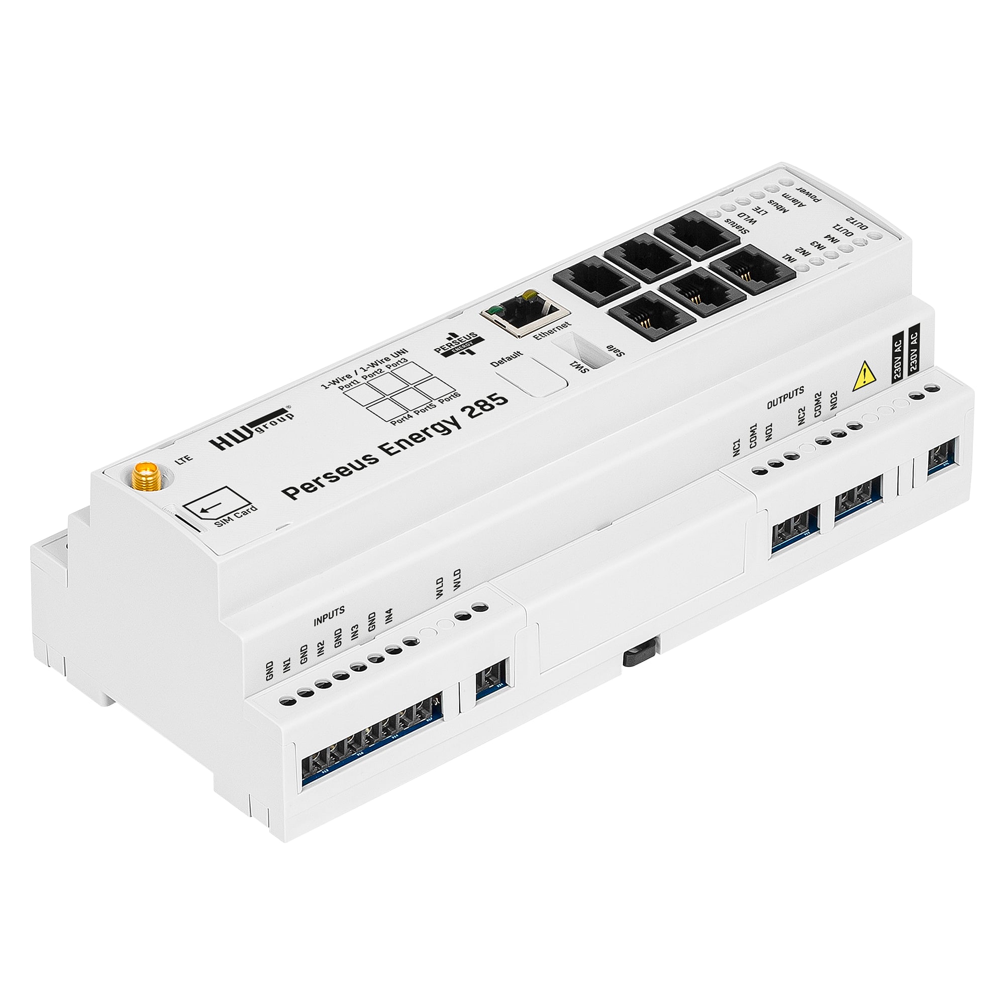 Energie-Monitoring Perseus Energy 285 Set mit LTE-Antenne, M-Bus Master, 6 Sensorports, 4 DI, 2 Relais - HW group 600871