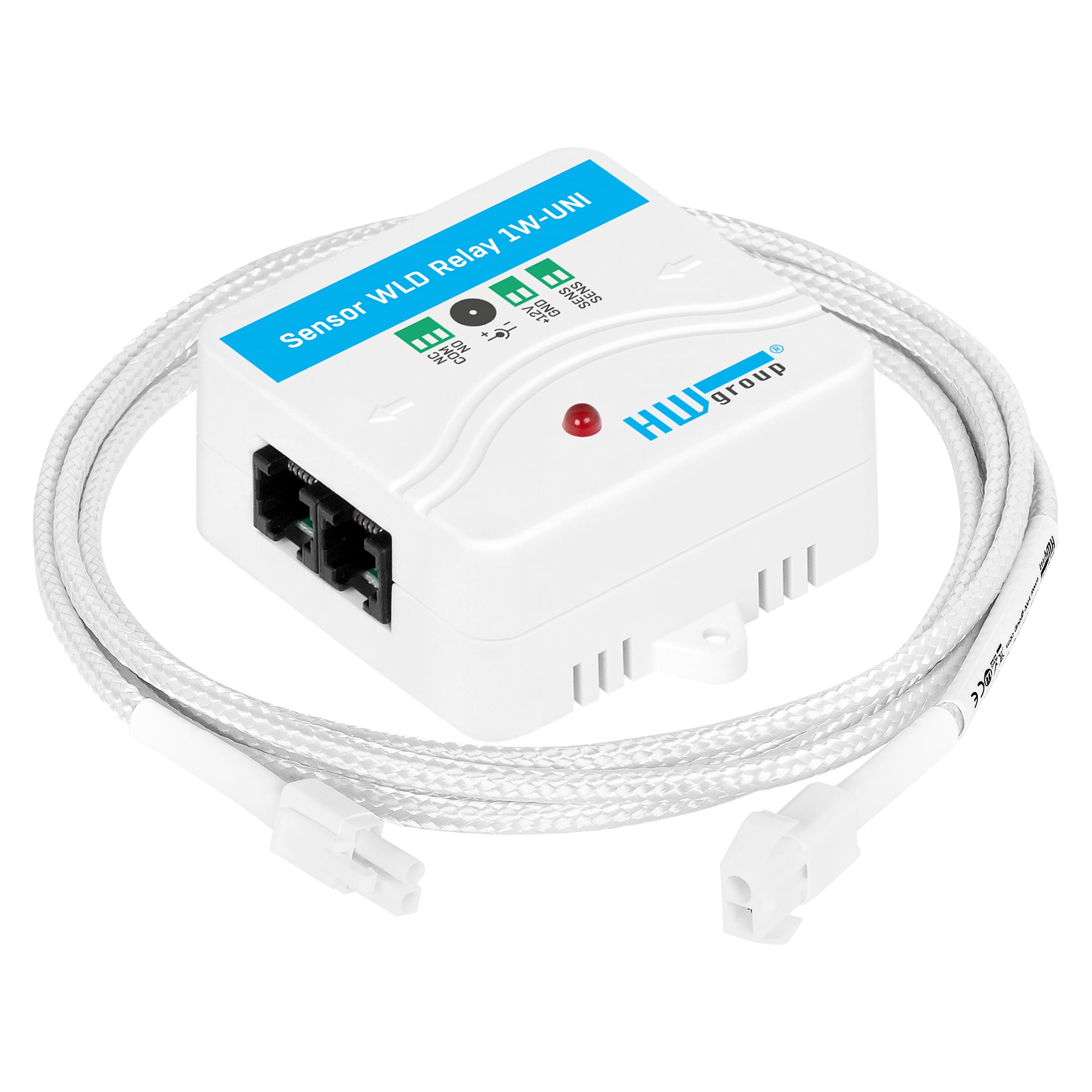 Water leak set HWg-WLD Relay with sensor WLD Relay 1W-UNI, sensing cable A 2+2 m, J-clips, adapter - HW group 600514