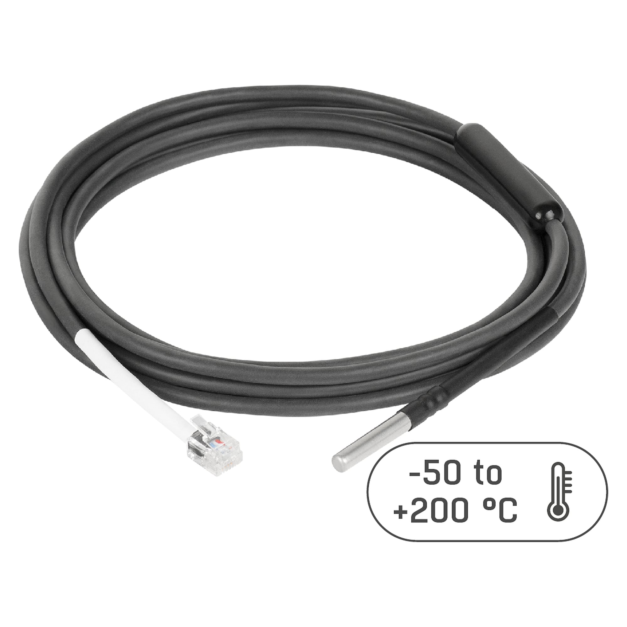 Pt100-Temperatursensor 1WU-Temp Pt100 3m, -50 bis +200 °C, IP67, Wandler im Kabel, 1-Wire UNI - HW group 600907