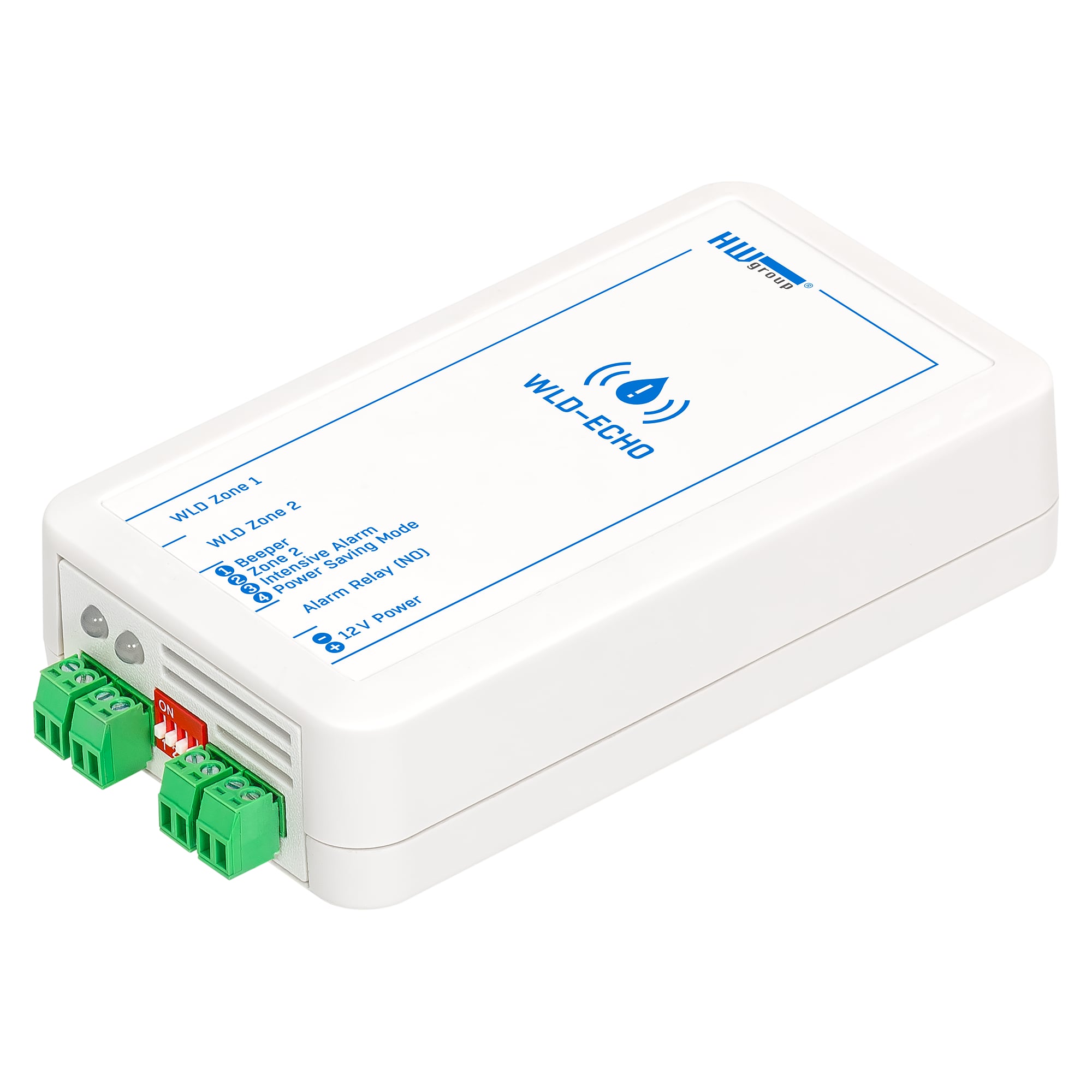 Wasserleckage-Melder WLD-ECHO Set, 2 WLD-Zonen, mit Sensorkabel B 2+2 m, Batterien und 12 V Netzteil - HW group 600940