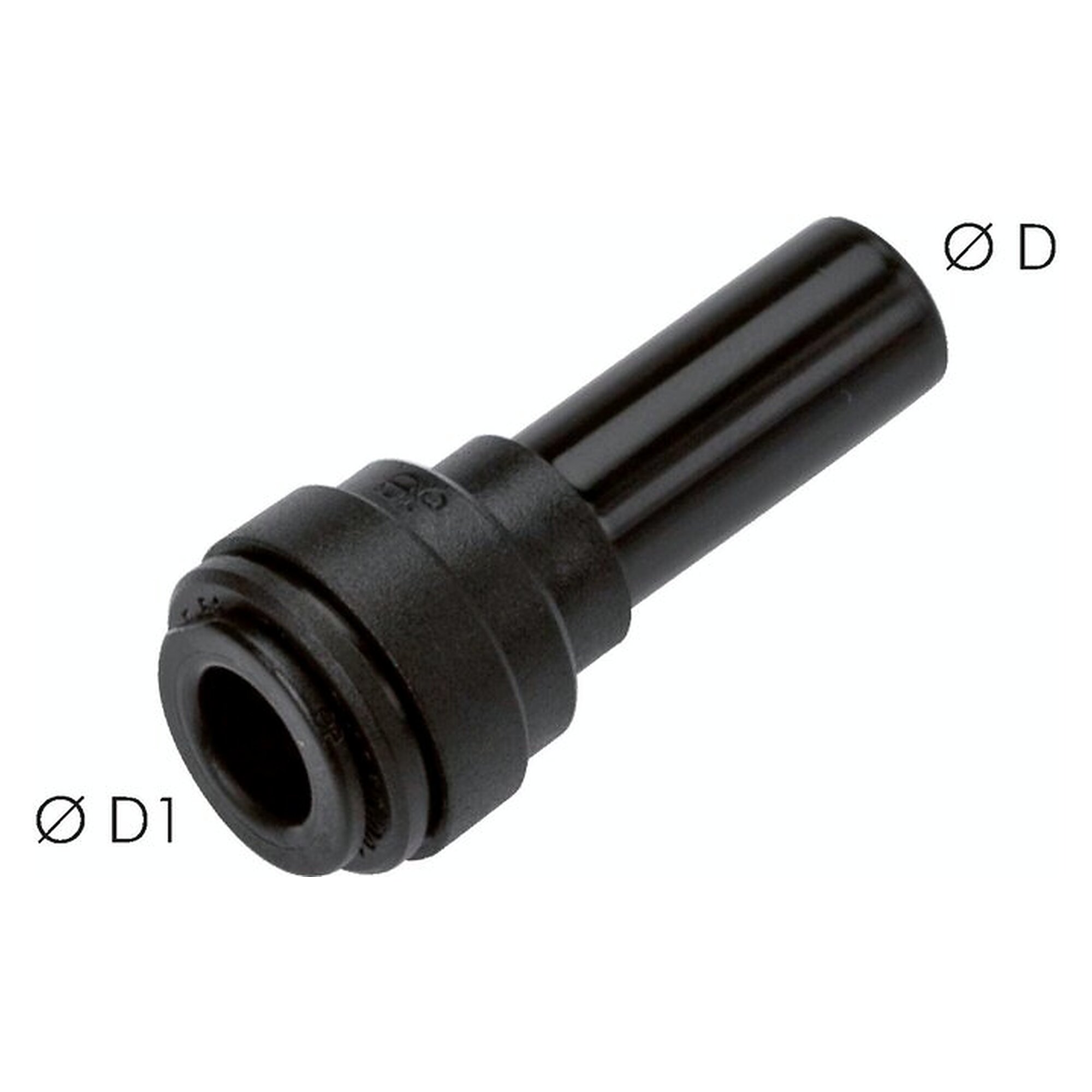 Steck-Reduzierung, FDA-Ausführung, Schlauch 8 mm, zweiter Anschluss 5 mm, POM (FDA-konform)