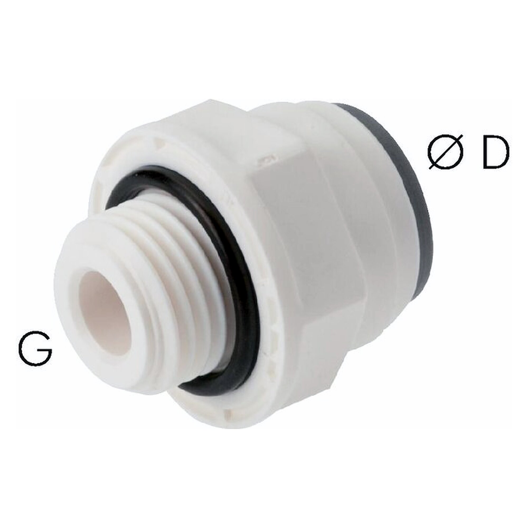 Steckanschluss, gerade Form, mit EPDM-Dichtung, Gewinde G 1/8", Schlauch 8 mm, POM