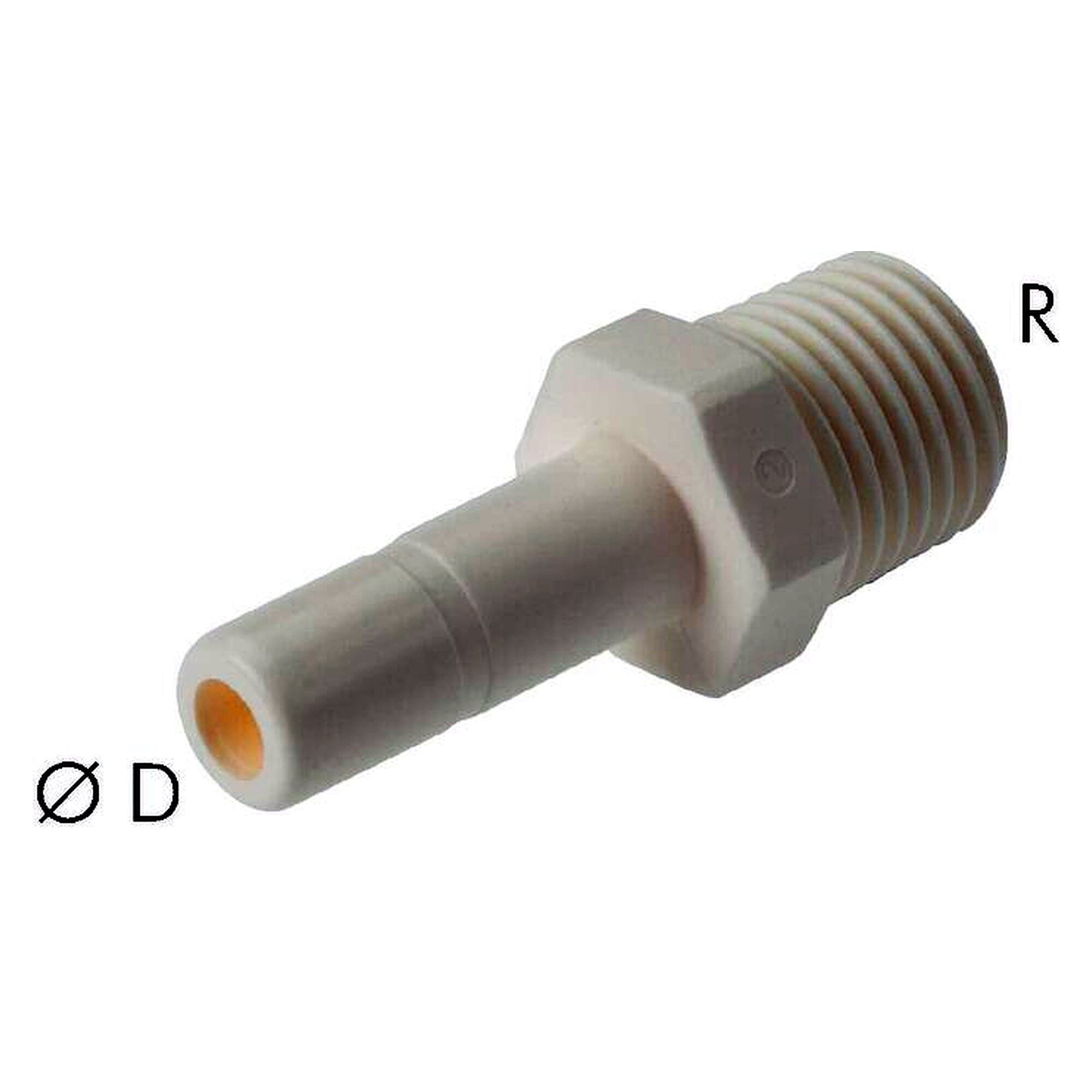 Einschraubtülle mit Stecknippel, mit EPDM-Dichtung, Gewinde NPT 1/4", Schlauch 8 mm, POM