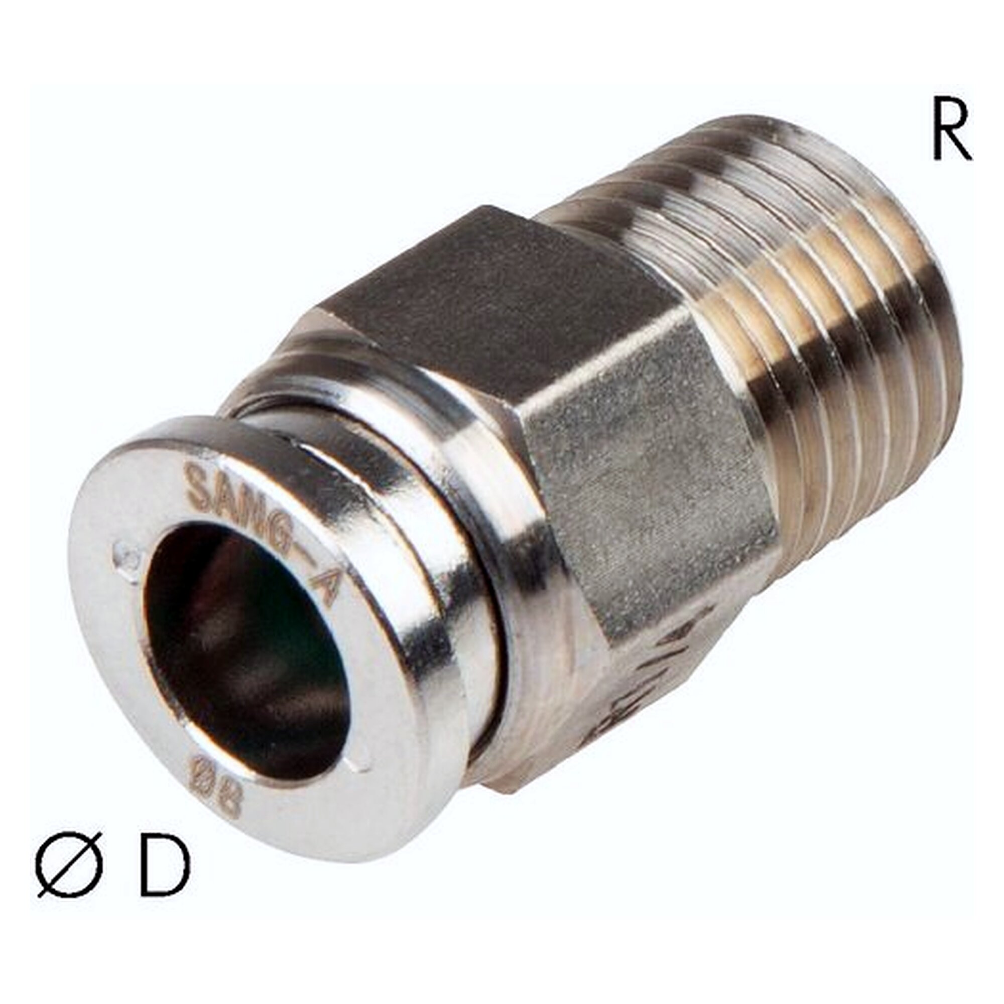 Steckanschluss, gerade Form, Einschraubgewinde R 1/8", Schlauch 6 mm, Edelstahl