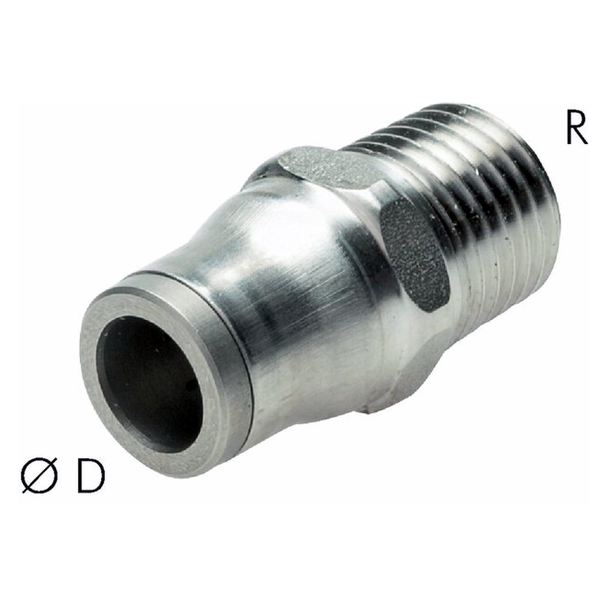 Steckanschluss, gerade Form, Einschraubgewinde NPT 3/8", Schlauch 10 mm, Edelstahl 1.4404