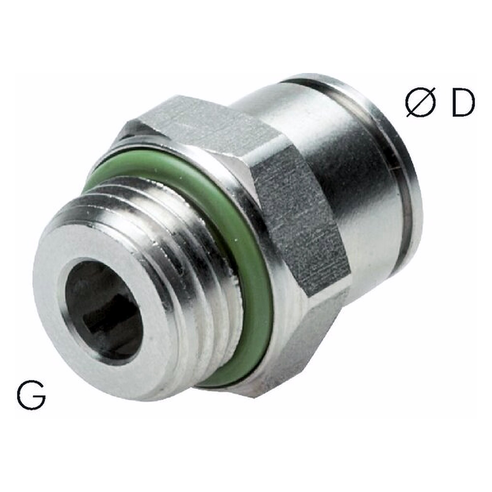 Steckanschluss, gerade Form, Einschraubgewinde G 1/4", Schlauch 8 mm, Edelstahl 1.4404