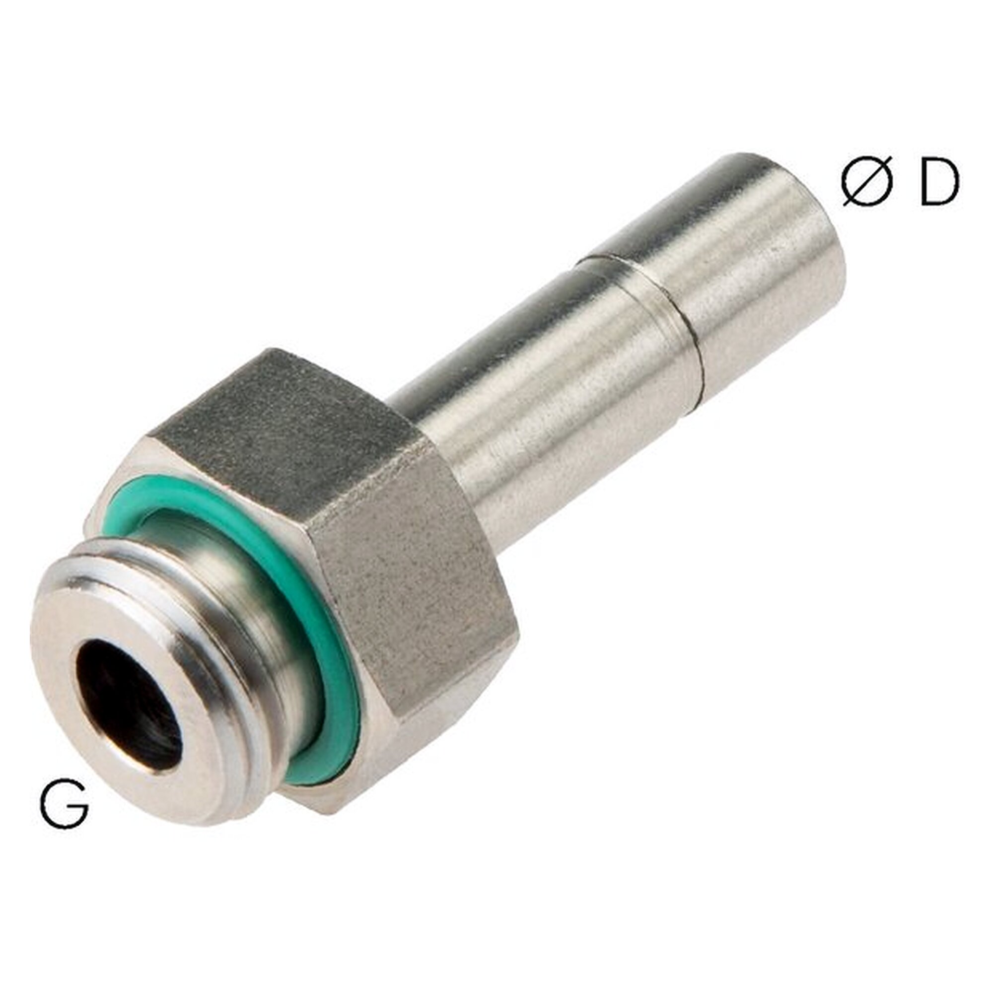 Einschraubtülle mit Stecknippel, Einschraubgewinde G 3/8", Schlauch 12 mm, Edelstahl