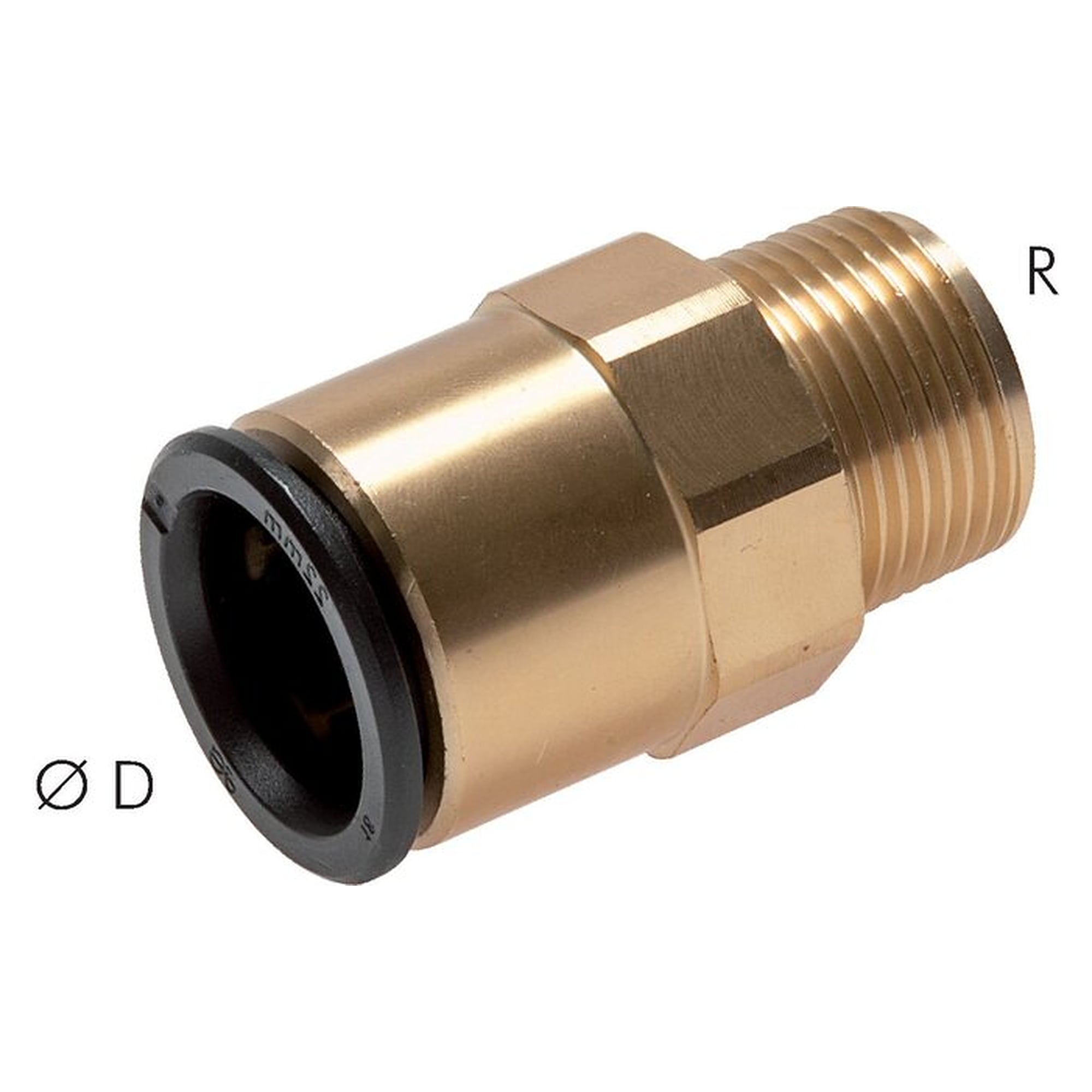 Steckanschluss, gerade Form, große Bauform, Einschraubgewinde R 1/2", Schlauch 15 mm, POM