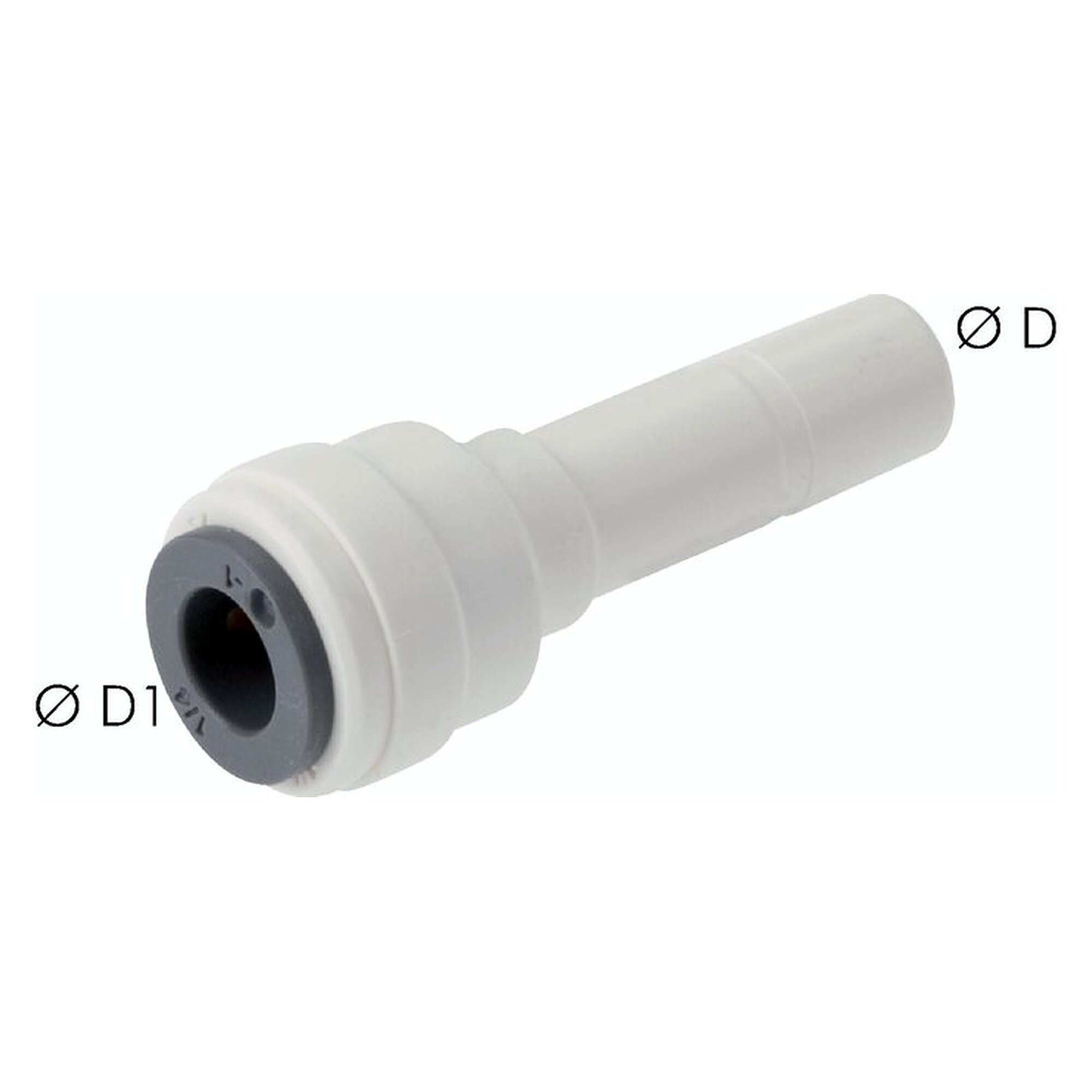 Steck-Reduzierung, mit EPDM-Dichtung, Schlauch 6 mm, zweiter Anschluss 4 mm, POM (FDA-konform)